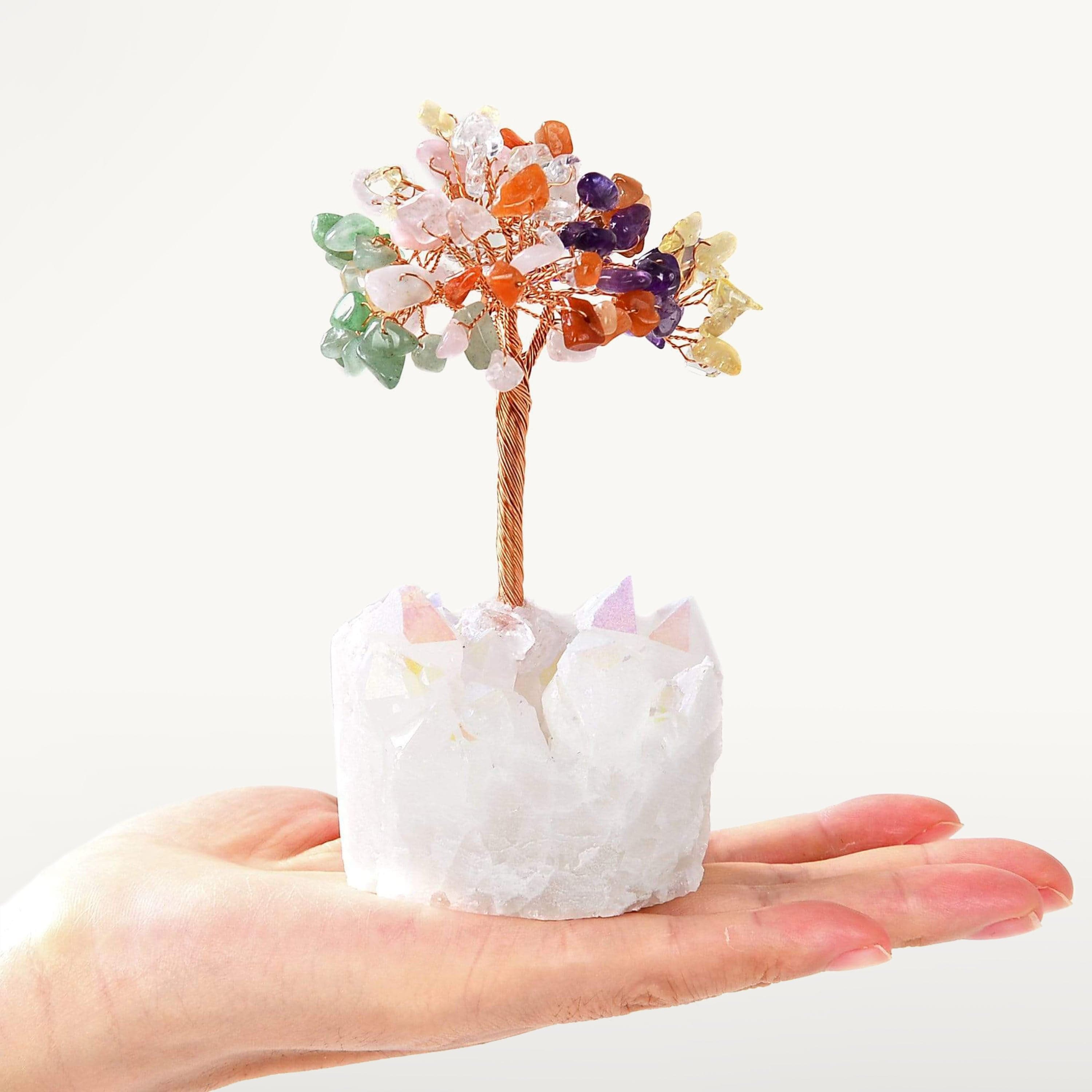 Kalifano Gemstone Trees Multi-colored Natural Gemstone Tree of Life with Quartz Base K922QAB-MT