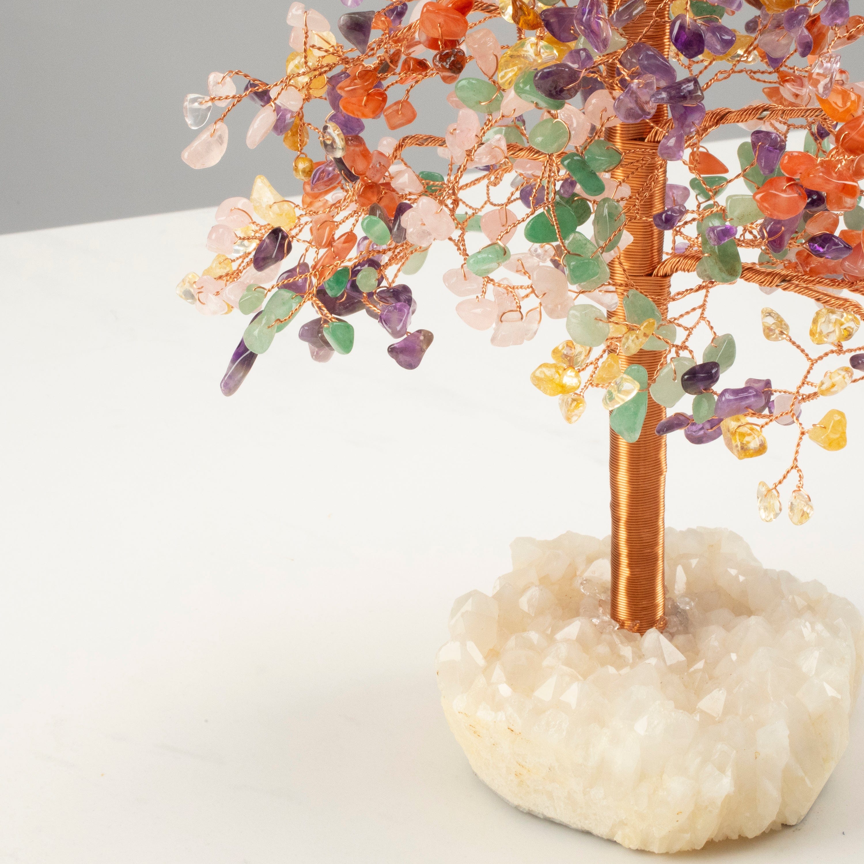 Kalifano Gemstone Trees Multi-Gemstone Tree of Life on Quartz Cluster Base K9270QZ-MT