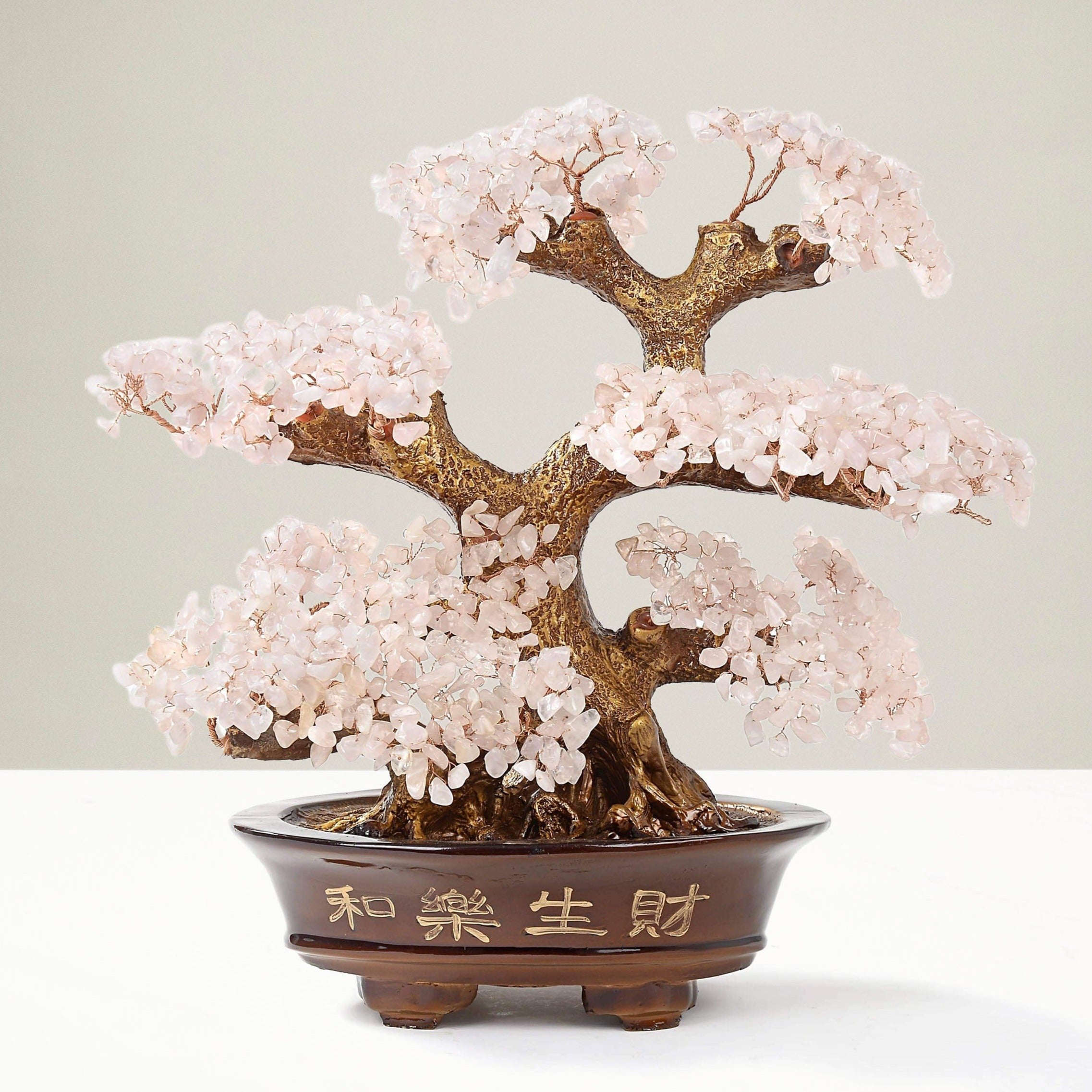 Kalifano Gemstone Trees Rose Quartz Bonsai Tree of Life with 1,251 Natural Gemstones K9151-RQ