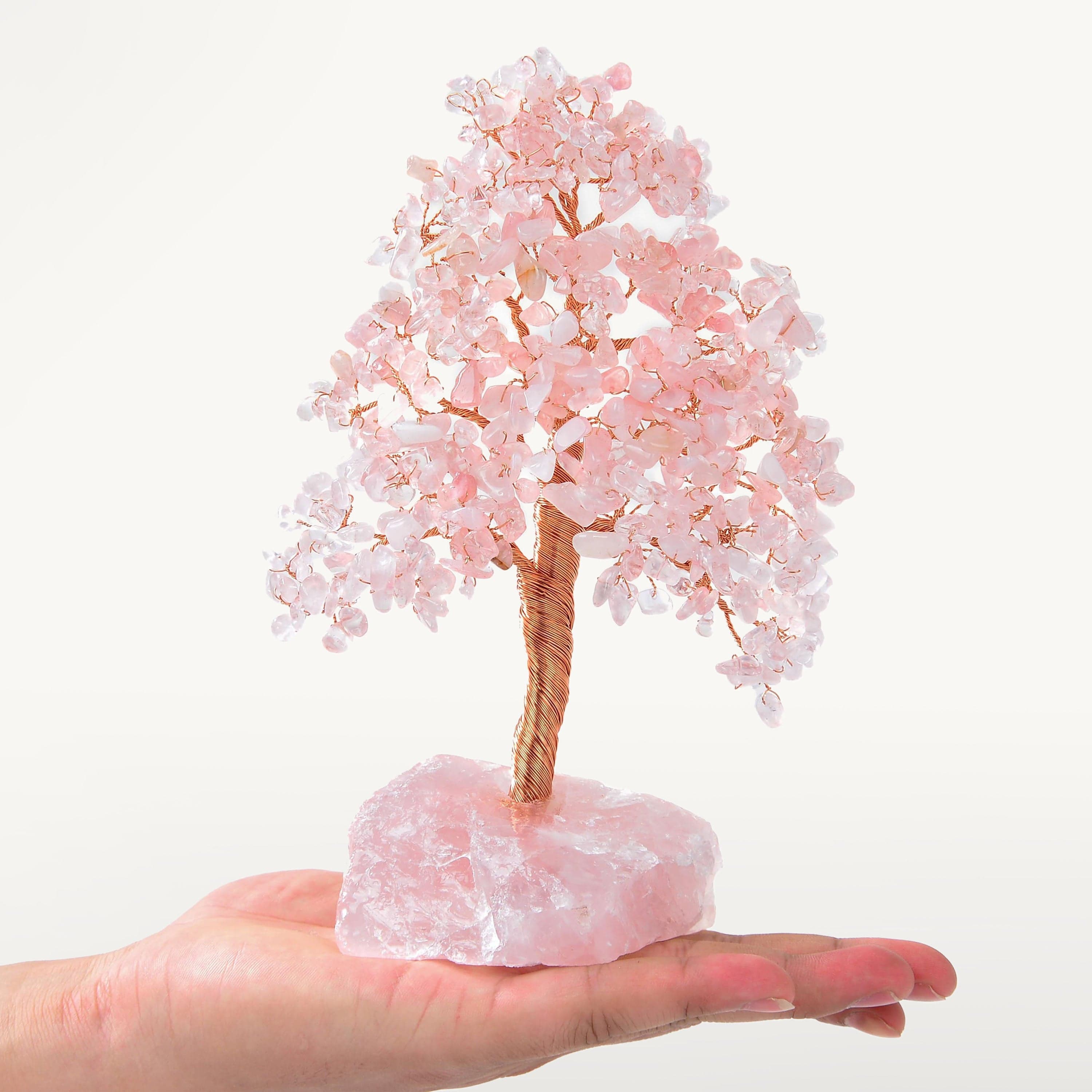 Kalifano Gemstone Trees Rose Quartz Bonsai Tree of Life with 414 Crystals K965R-RQ