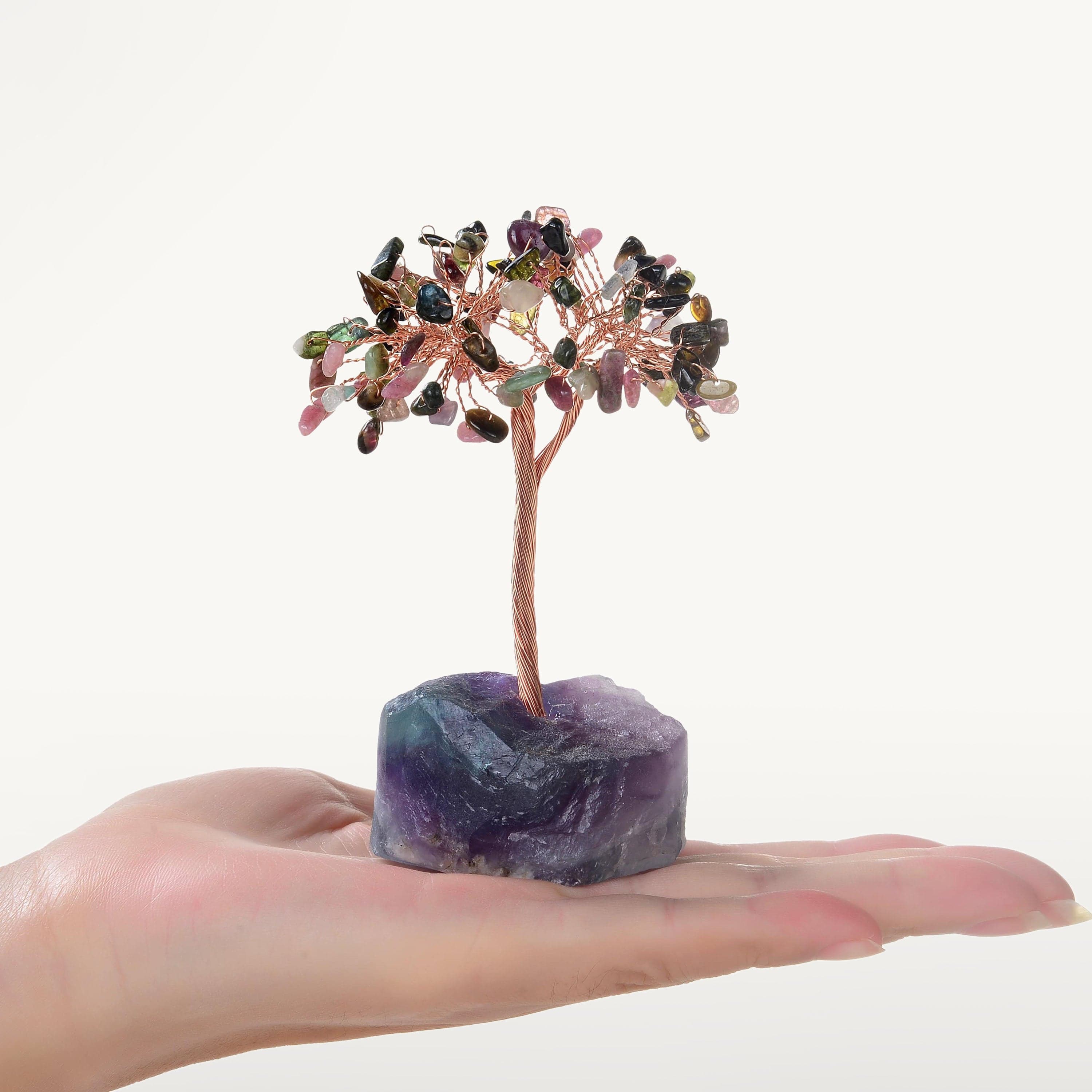 Kalifano Gemstone Trees Tourmaline Natural Gemstone Tree of Life with Fluorite Base K913F-TR