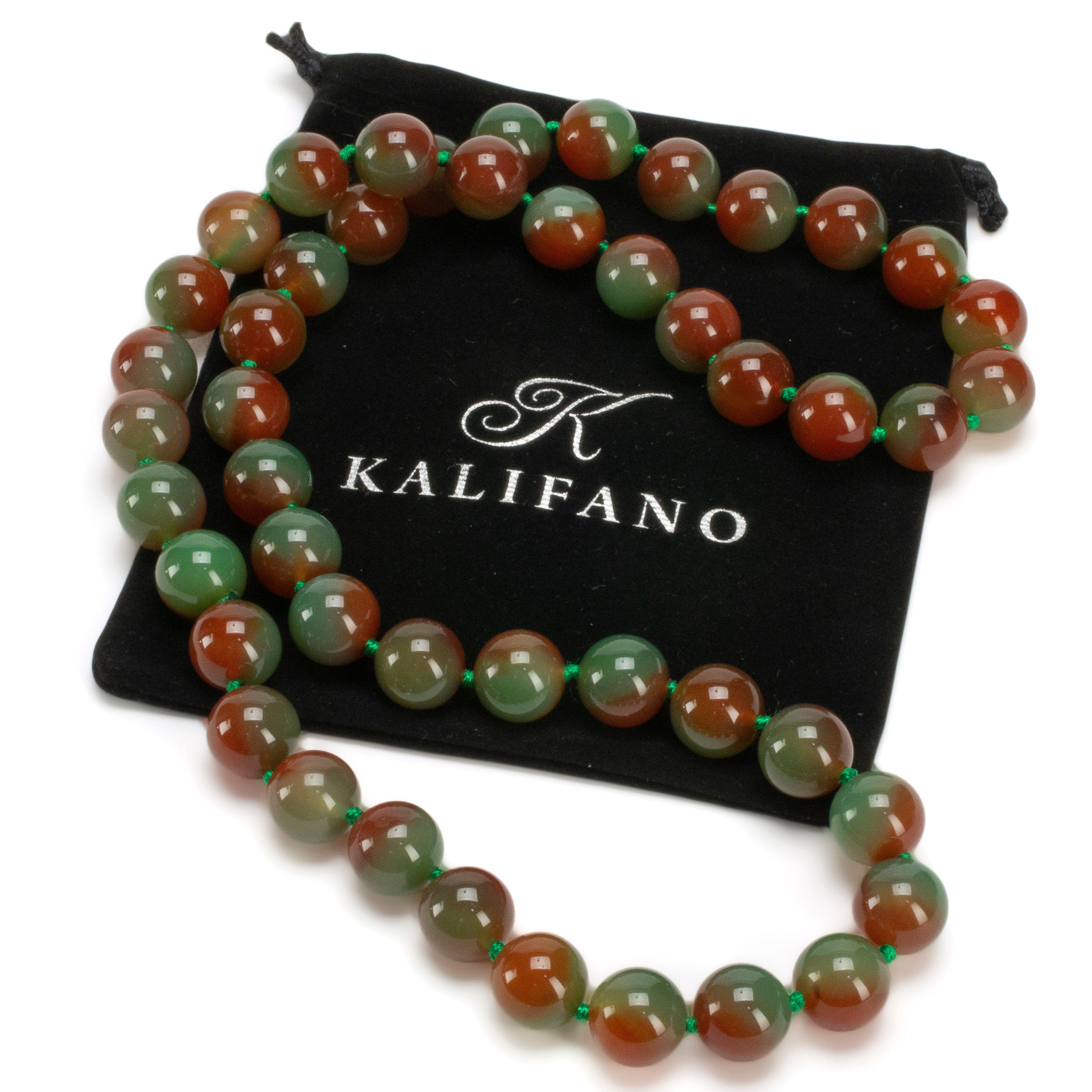 Kalifano Jewelry GOLD-NGP-100 - Red and Green Agate Necklace GOLD-NGP-100