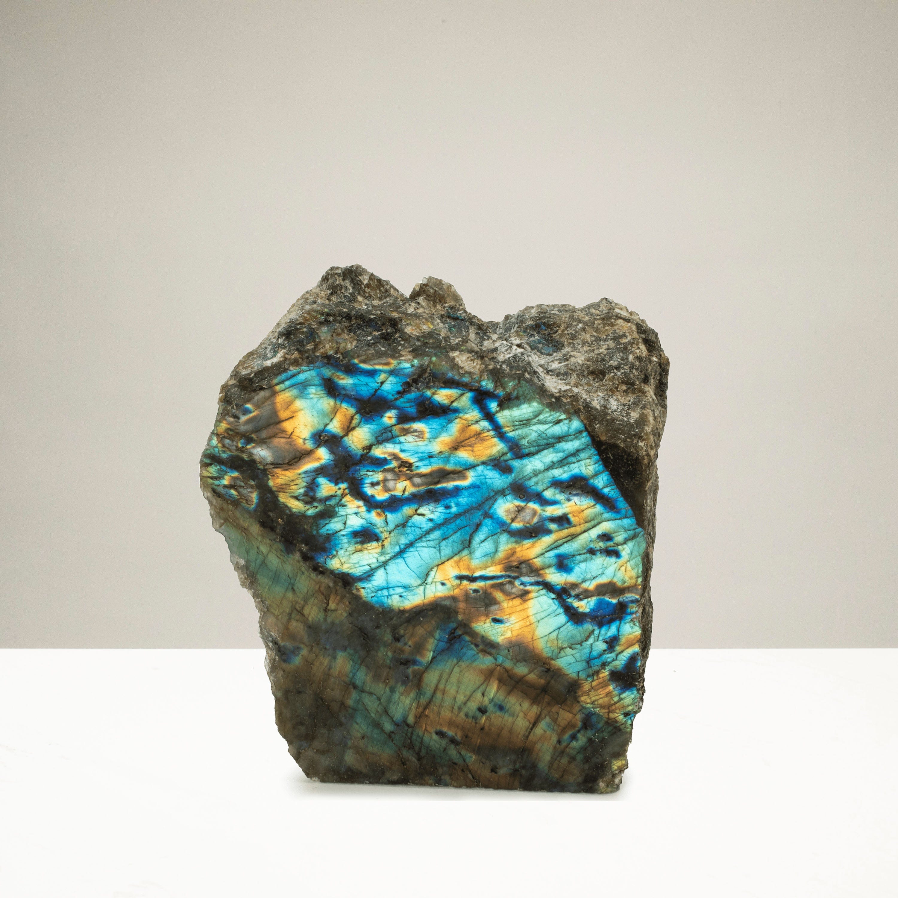 Kalifano Labradorite Natural Freeform Labradorite Cut Base from Madagascar - 1,100 grams LABC600