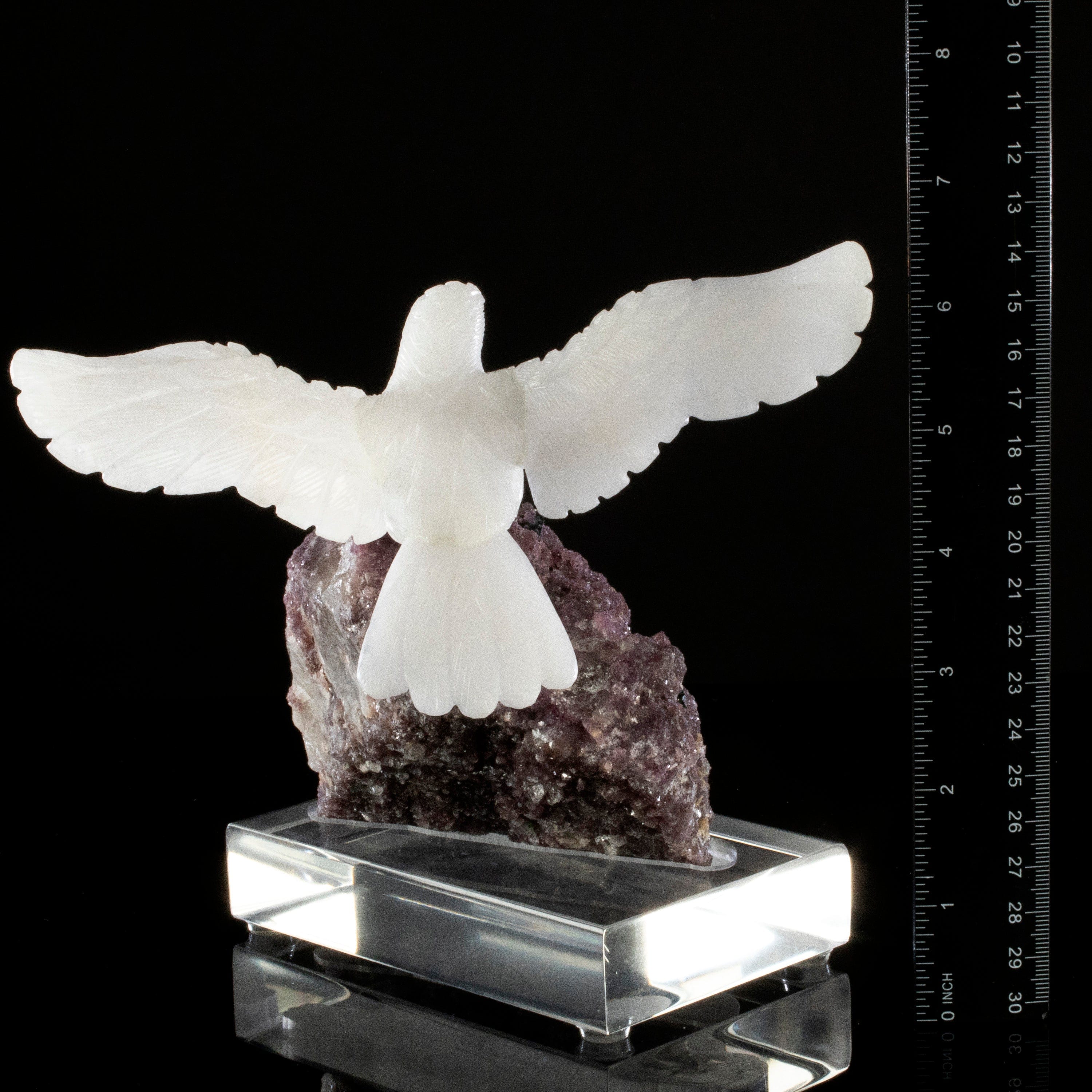 Kalifano Love Birds Carvings Quartz Pigeon Love Bird Carving on Lepidolite Base LB.A170.001