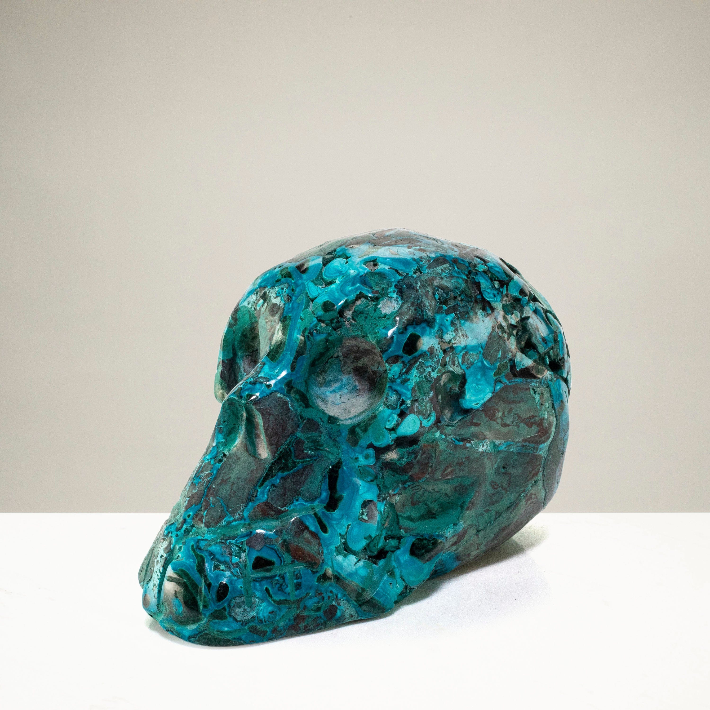 Kalifano Malachite Chrysocolla Skull Carving 5" / 1,166g SK4400-CRY.001