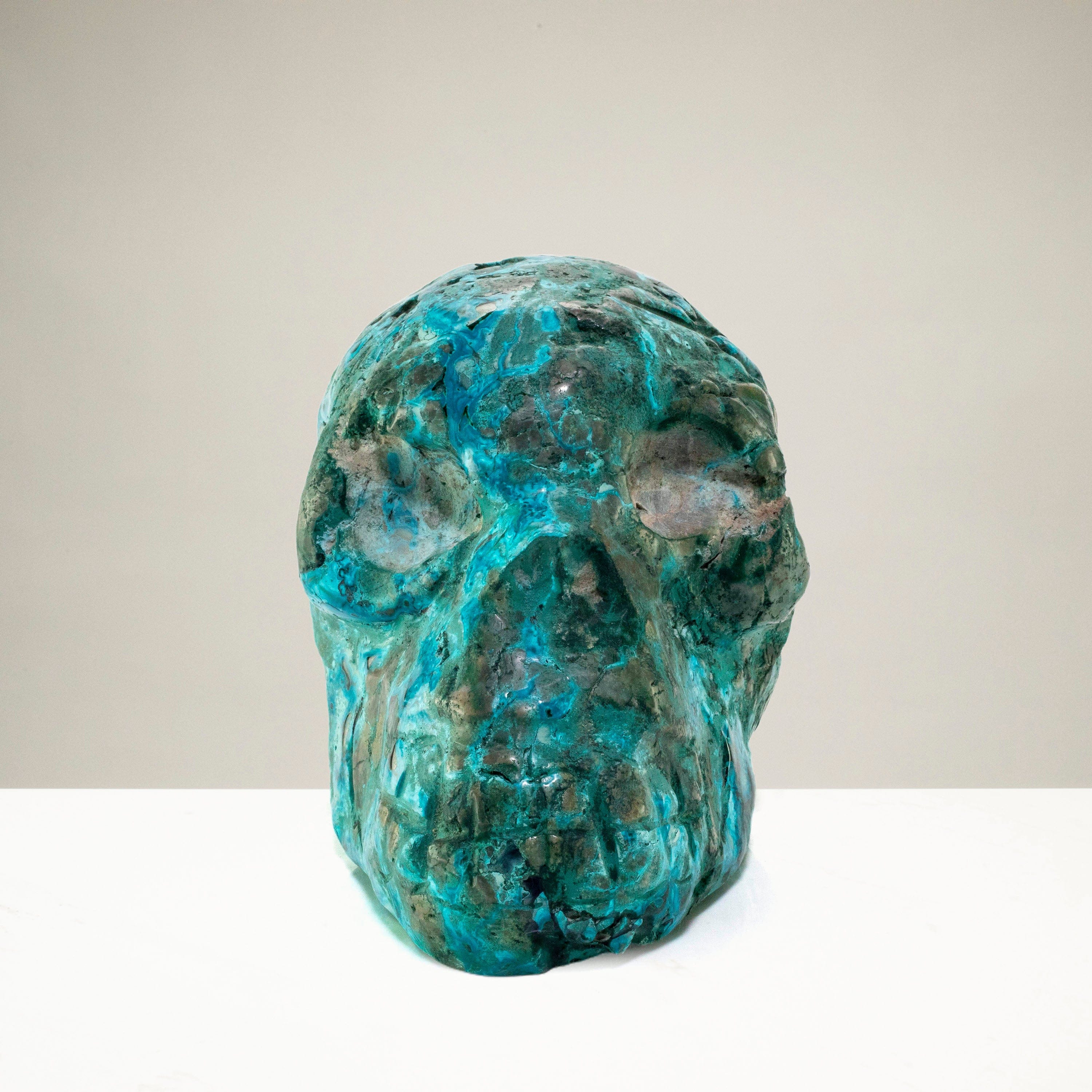 Kalifano Malachite Chrysocolla Skull Carving 8" / 3,240g SK11600-CRY.001