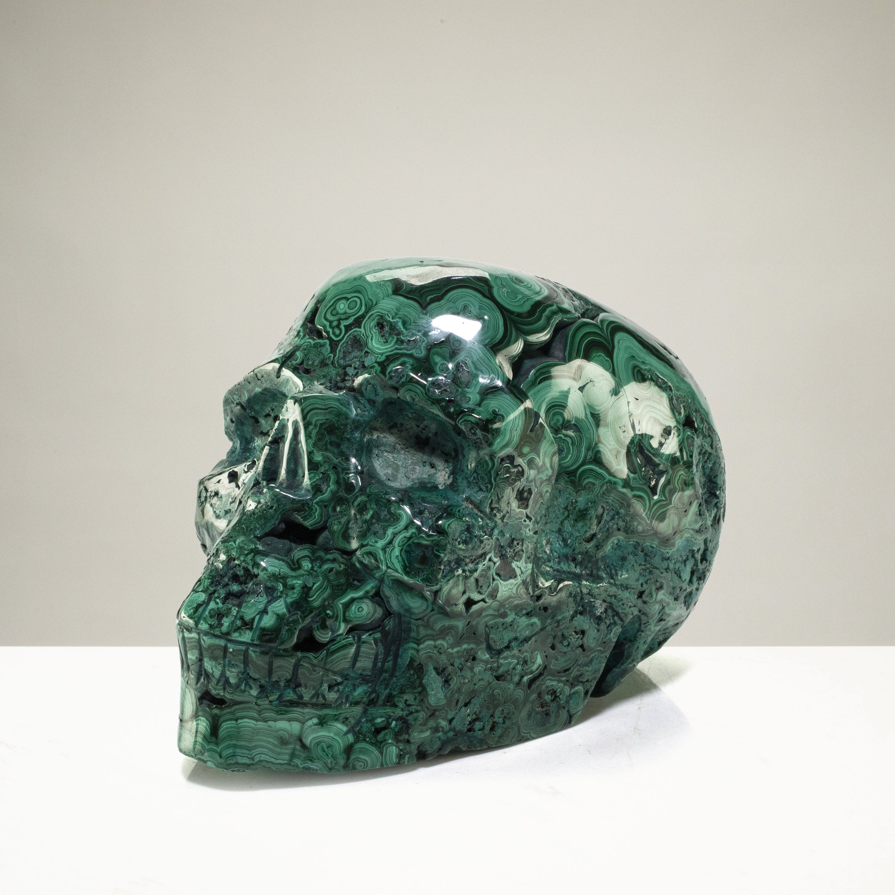 Kalifano Malachite Malachite Skull Carving 6.5" / 3,650g SK12800-MA.001