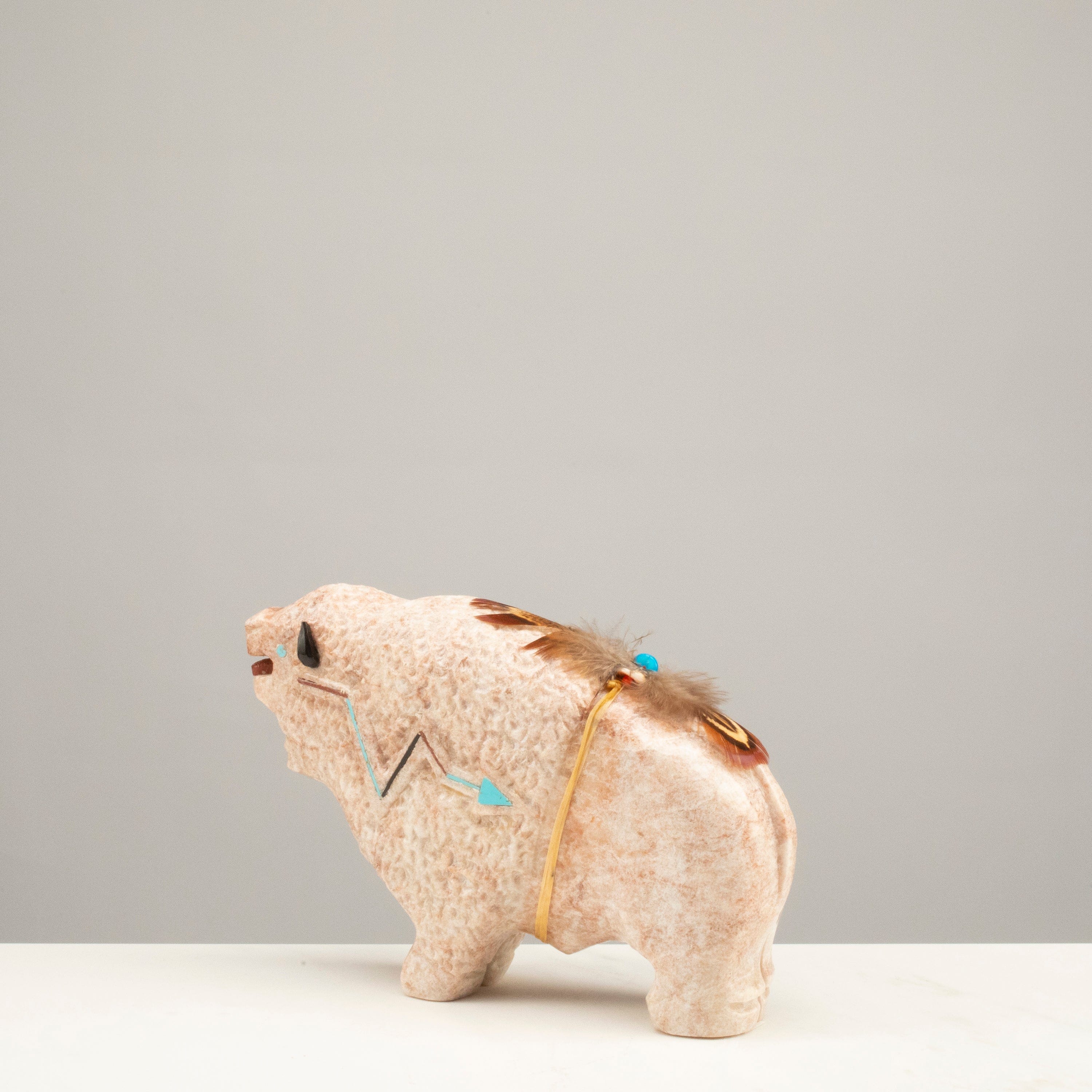 Kalifano Native American Fetish Carvings Ben Livingston Handmade Zuni Fetish Bull Carving NAC1800.001