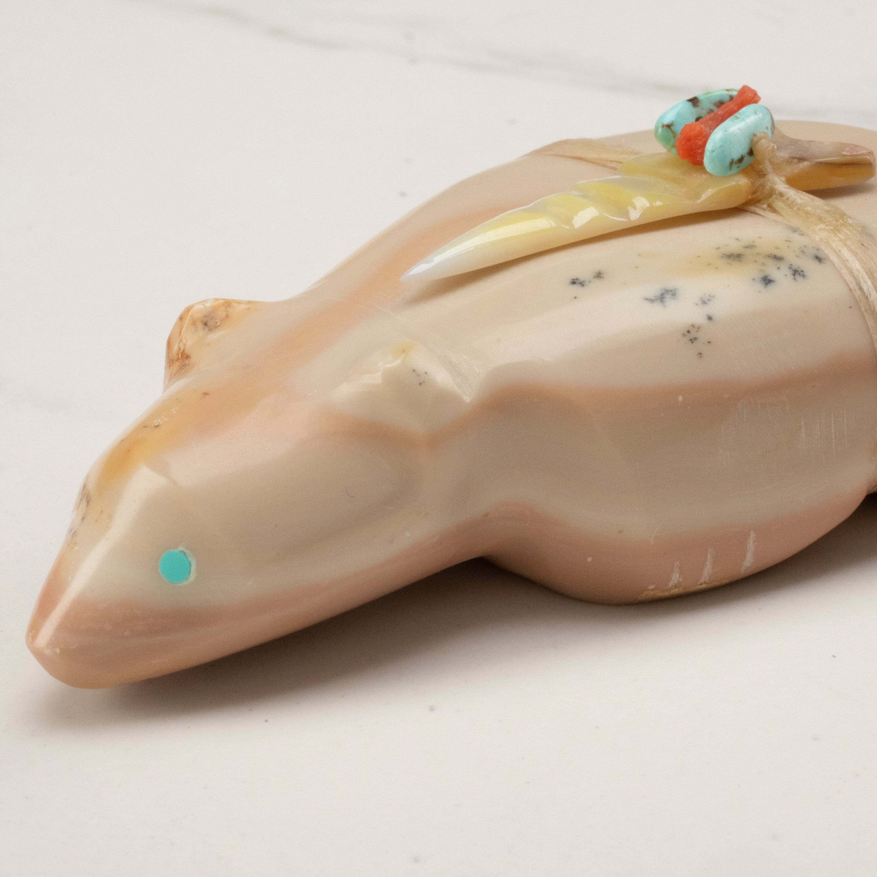 Kalifano Native American Fetish Carvings Lena Boone Dolomite Handmade Zuni Fetish Bear Carving NAC360.016