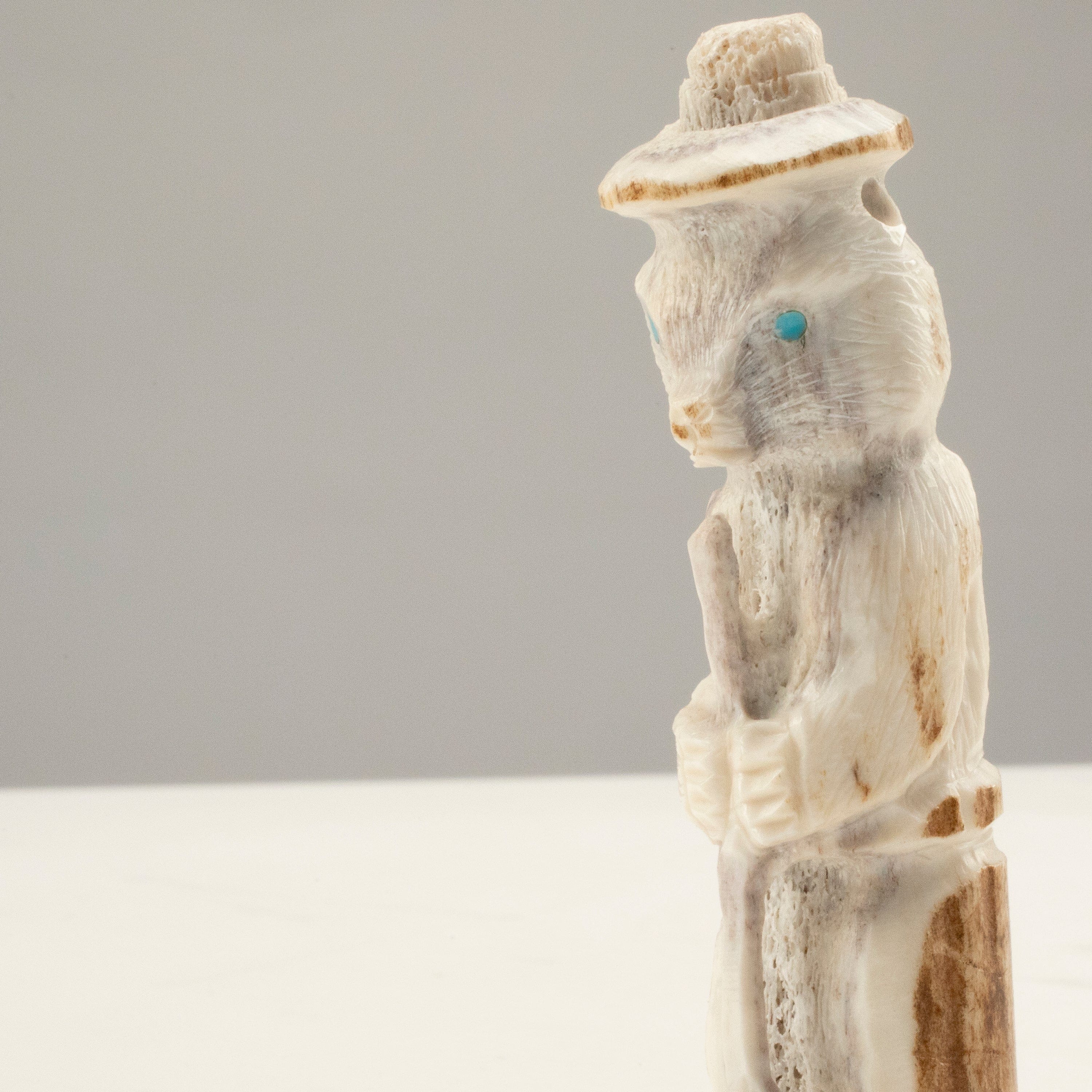Kalifano Native American Fetish Carvings Smokey Bear Handmade Zuni Fetish Carving NAC360.009