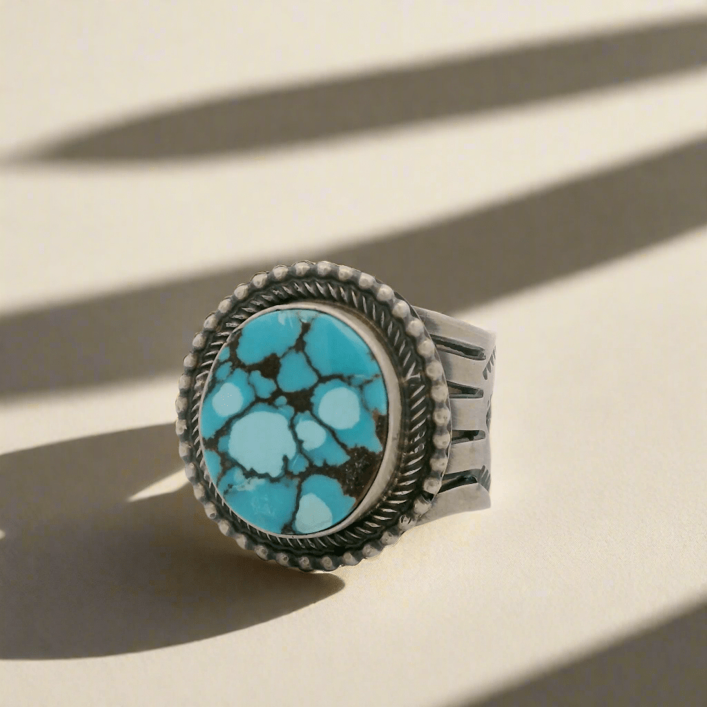 Kalifano Native American Jewelry 10.5 Tillie Jon Egyptian Turquoise Navajo USA Native American Made 925 Sterling Silver Ring NAR1800.022.105
