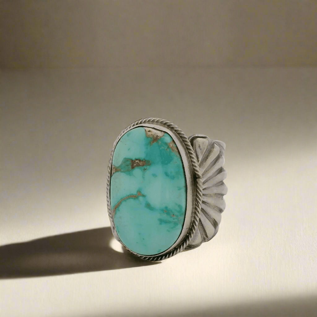 Kalifano Native American Jewelry 10 Tillie Jon Royston Turquoise Navajo USA Native American Made 925 Sterling Silver Ring NAR1800.024.10