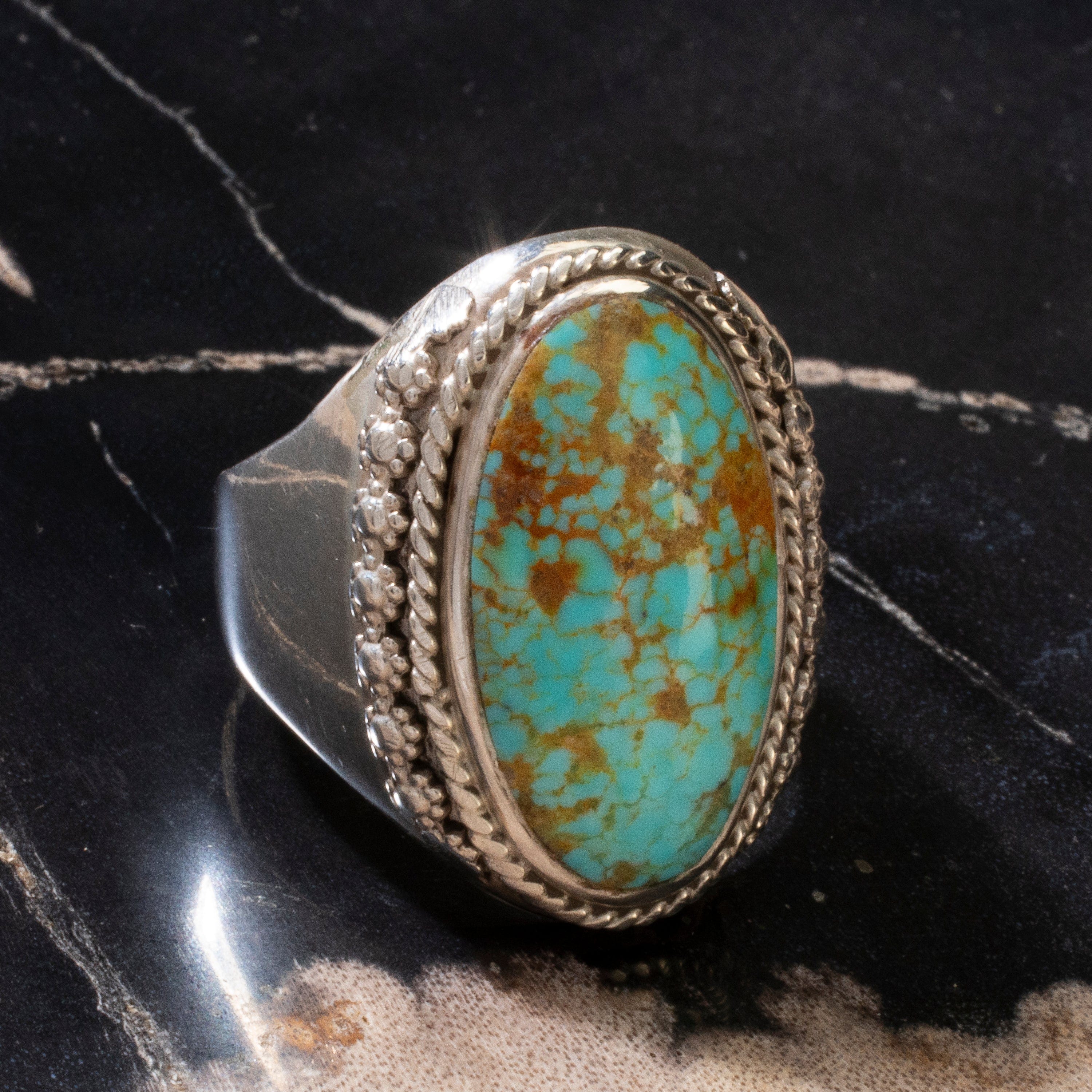 Kalifano Native American Jewelry 11 King Manassa Turquoise Navajo USA Native American Made 925 Sterling Silver Ring NAR700.046.11