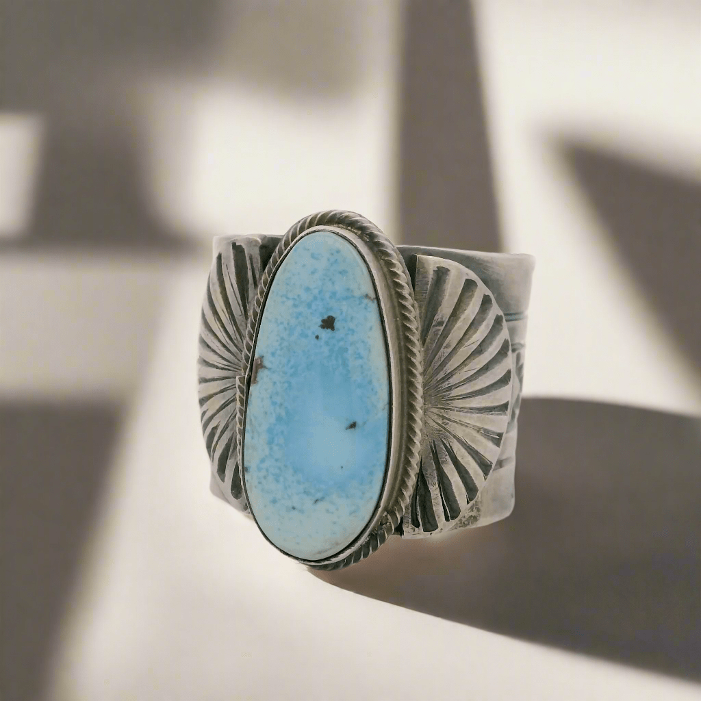 Kalifano Native American Jewelry 13 Tillie Jon Golden Hills Turquoise Navajo USA Native American Made 925 Sterling Silver Ring NAR1800.020.13