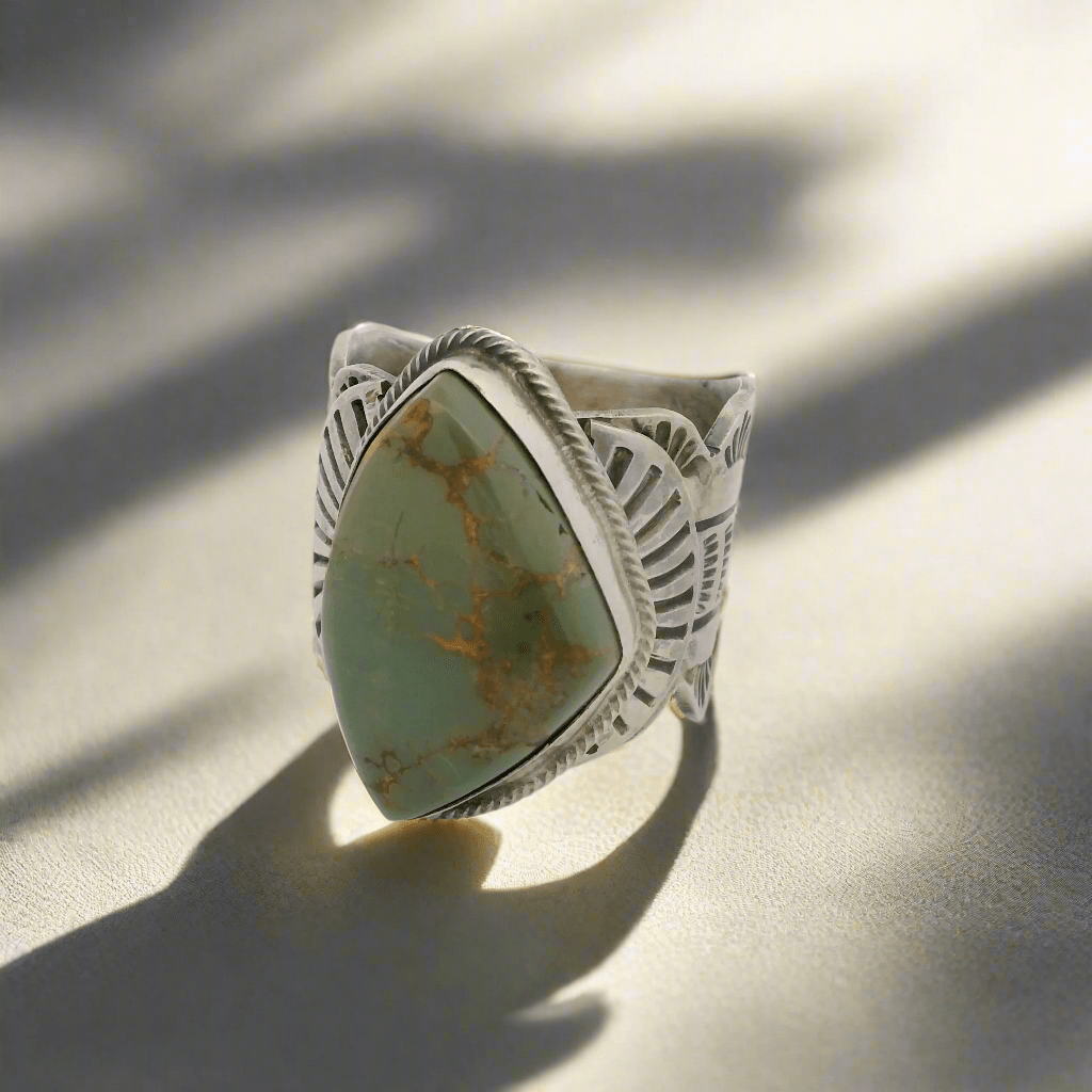 Kalifano Native American Jewelry 14.5 Tillie Jon Royston Turquoise Navajo USA Native American Made 925 Sterling Silver Ring NAR1800.025.145