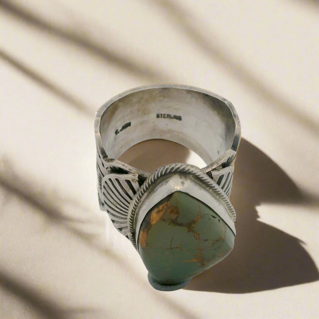 Kalifano Native American Jewelry 14.5 Tillie Jon Royston Turquoise Navajo USA Native American Made 925 Sterling Silver Ring NAR1800.025.145