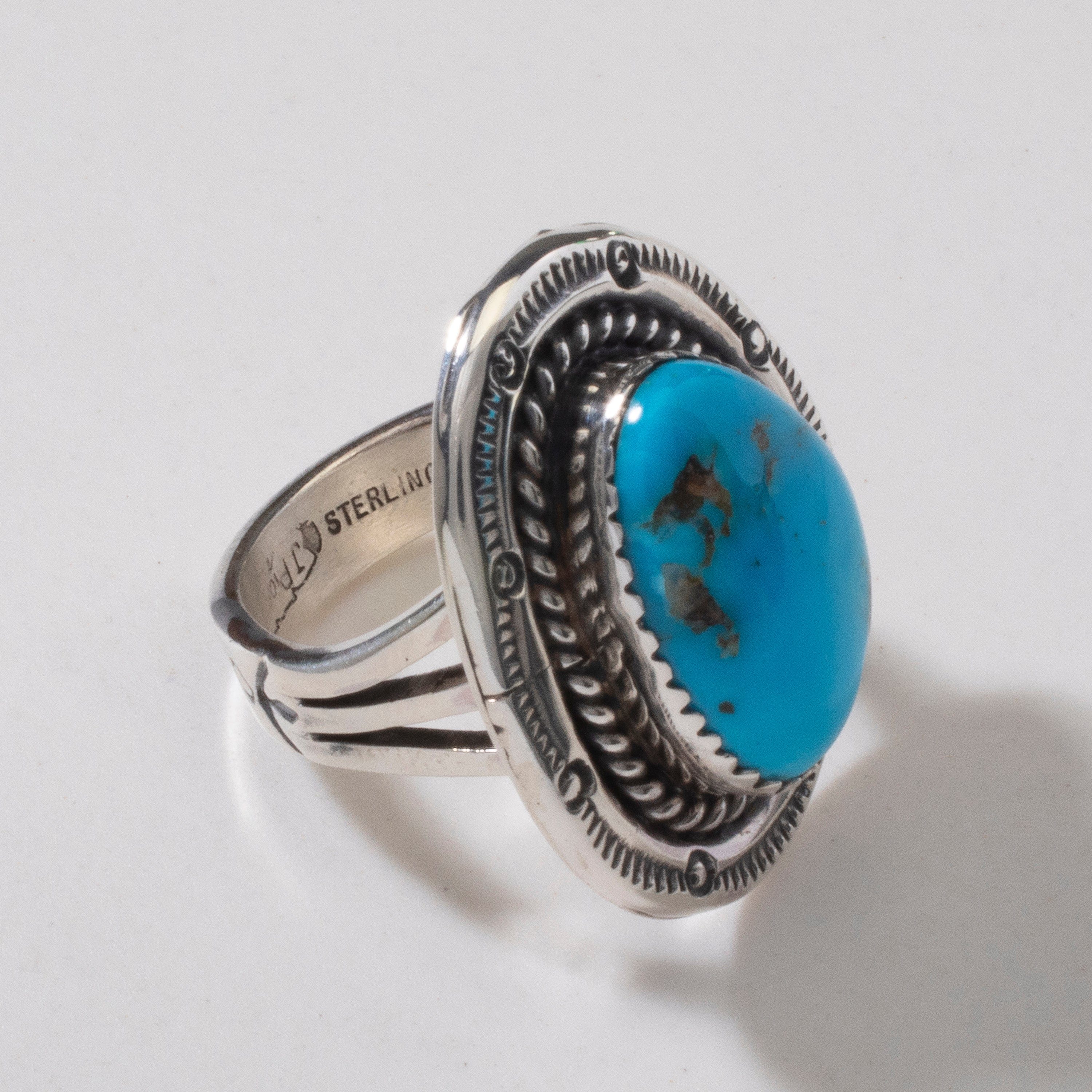 Kalifano Native American Jewelry 6 Joe Piaso Jr. Sleeping Beauty Turquoise Navajo USA Native American Made 925 Sterling Silver Ring NAR700.035.6