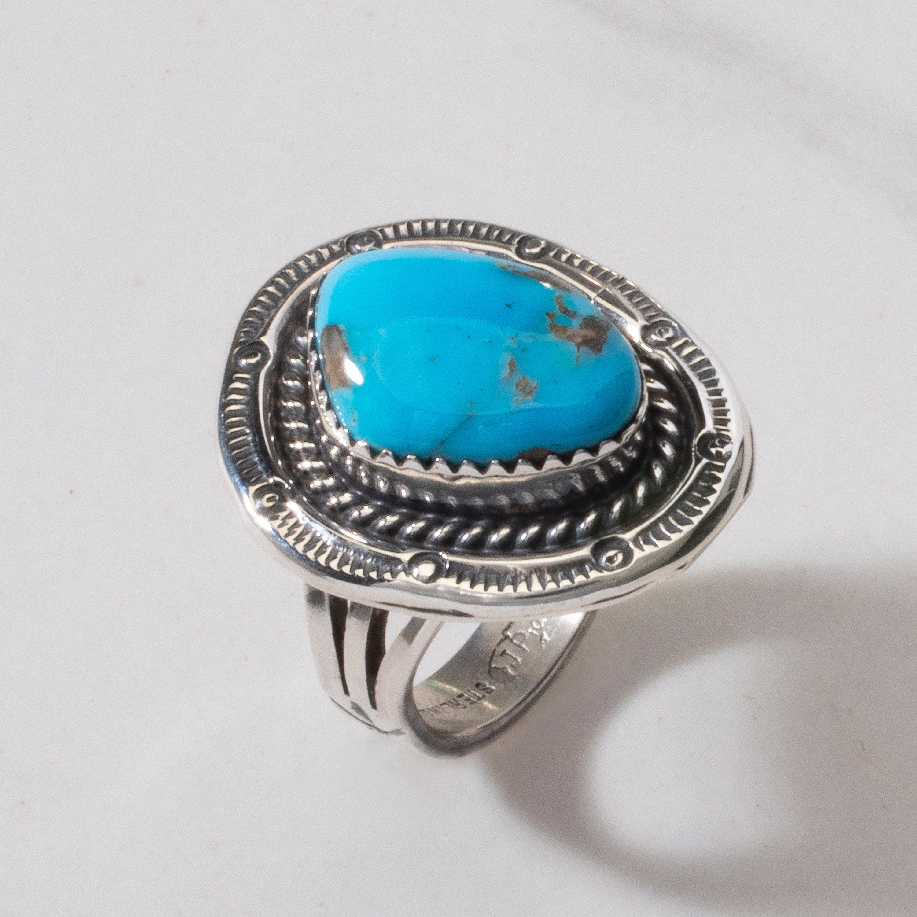 Kalifano Native American Jewelry 6 Joe Piaso Jr. Sleeping Beauty Turquoise Navajo USA Native American Made 925 Sterling Silver Ring NAR700.035.6