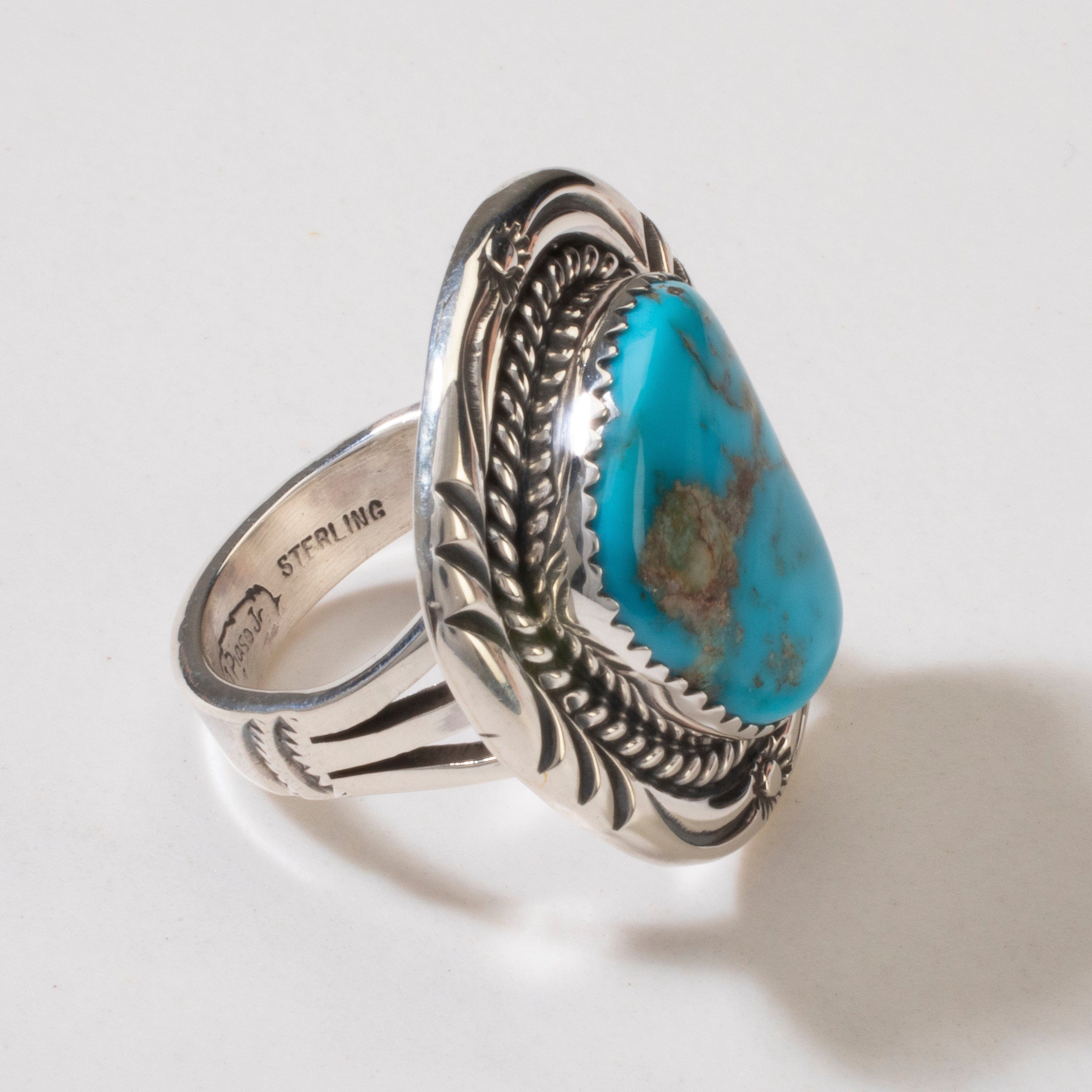 Kalifano Native American Jewelry 6 Joe Piaso Jr. Sleeping Beauty Turquoise Navajo USA Native American Made 925 Sterling Silver Ring NAR700.036.6