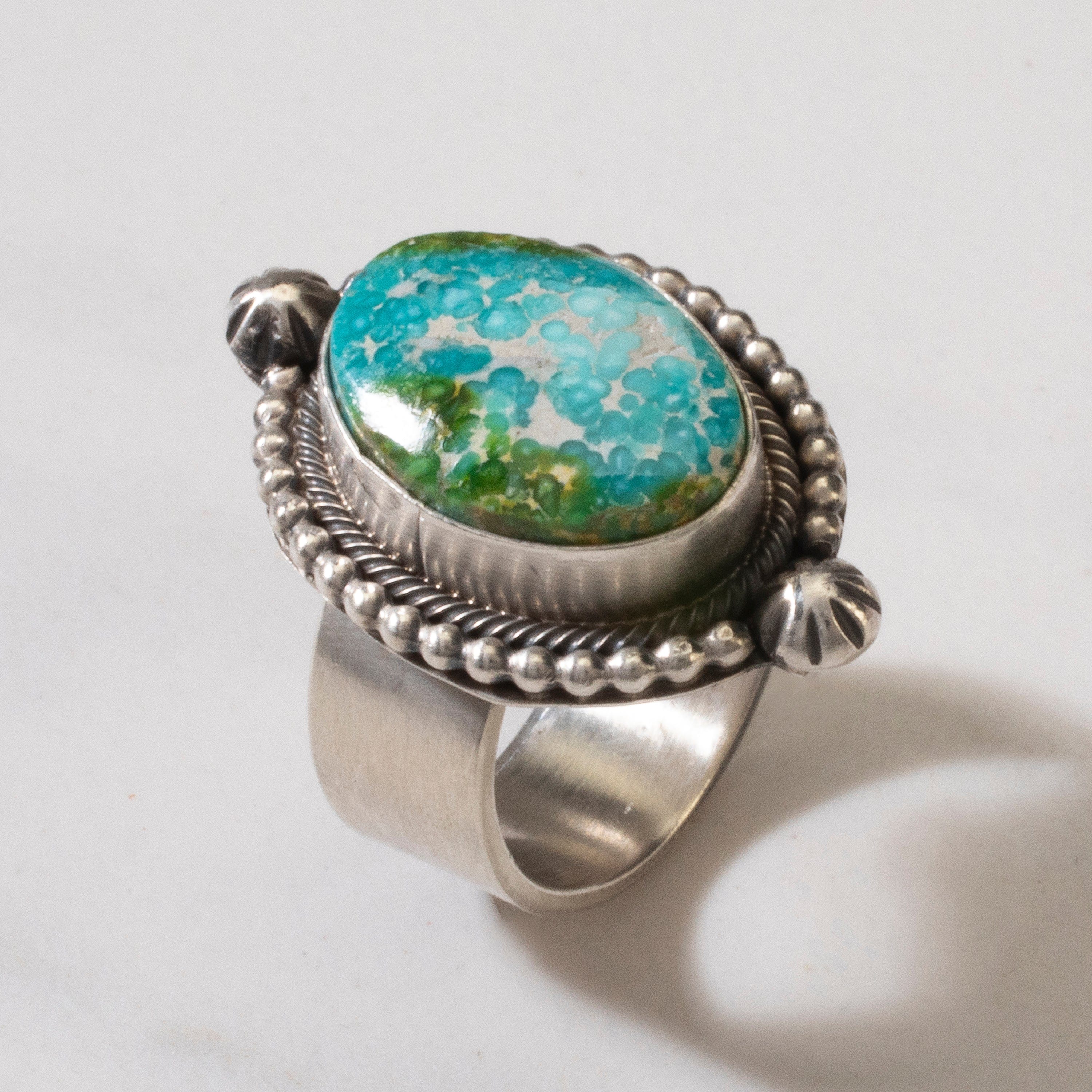 Kalifano Native American Jewelry 7.5 Scott Skeets Royston Turquoise Navajo USA Native American Made 925 Sterling Silver Ring NAR900.035.75