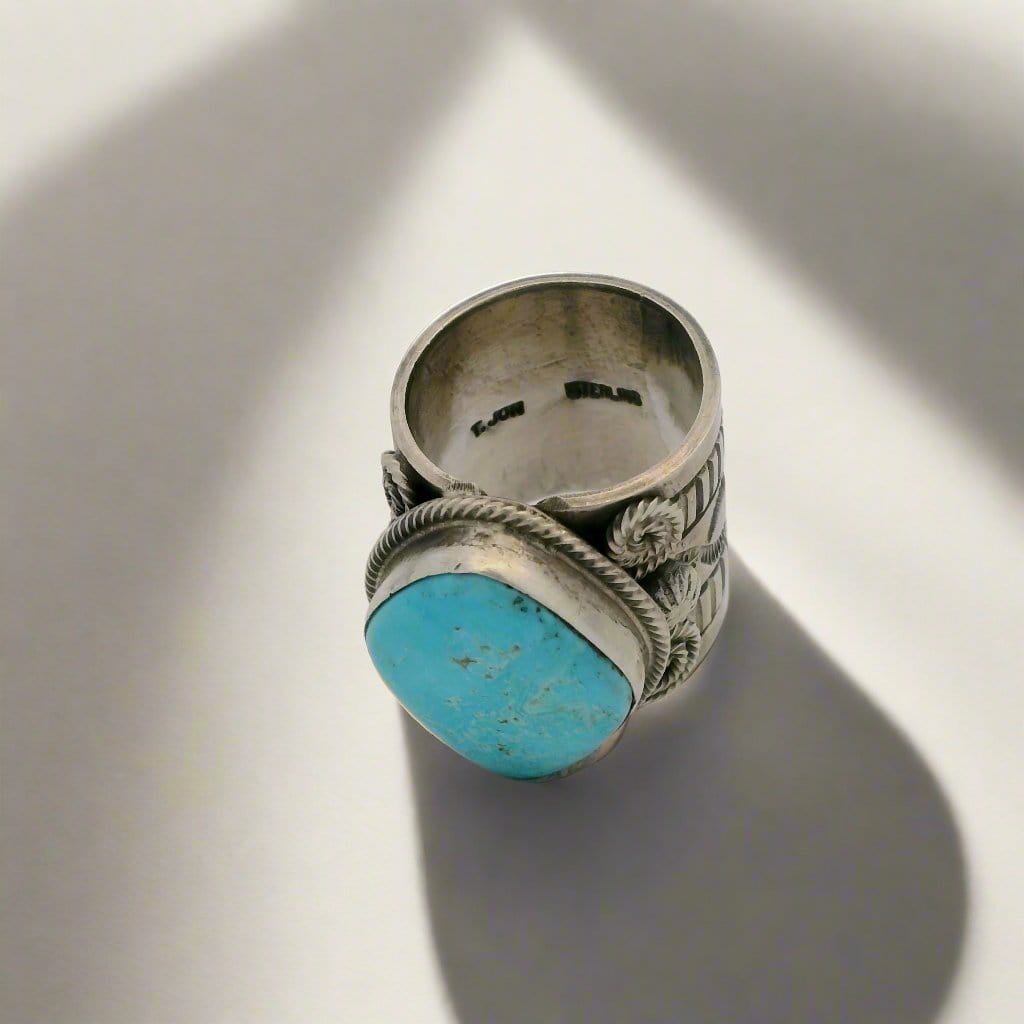 Kalifano Native American Jewelry 7.5 Tillie Jon Royston Turquoise Navajo USA Native American Made 925 Sterling Silver Ring NAR1800.023.75