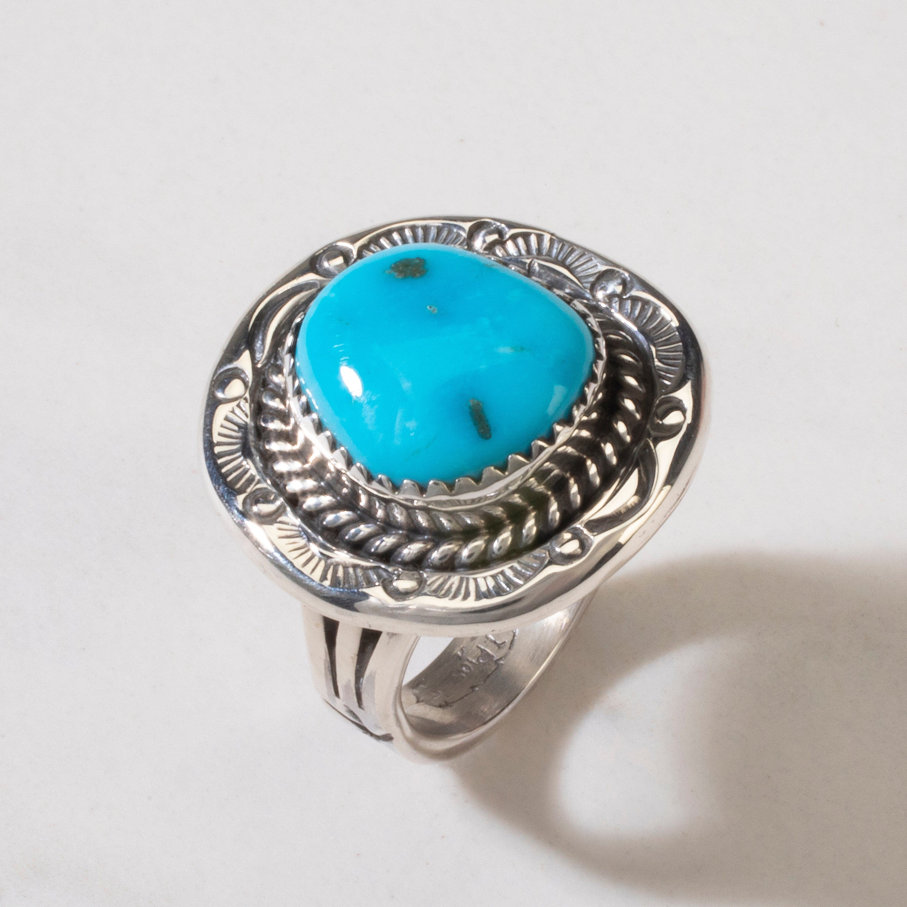 Kalifano Native American Jewelry 7 Joe Piaso Jr. Sleeping Beauty Turquoise Navajo USA Native American Made 925 Sterling Silver Ring NAR600.059.7