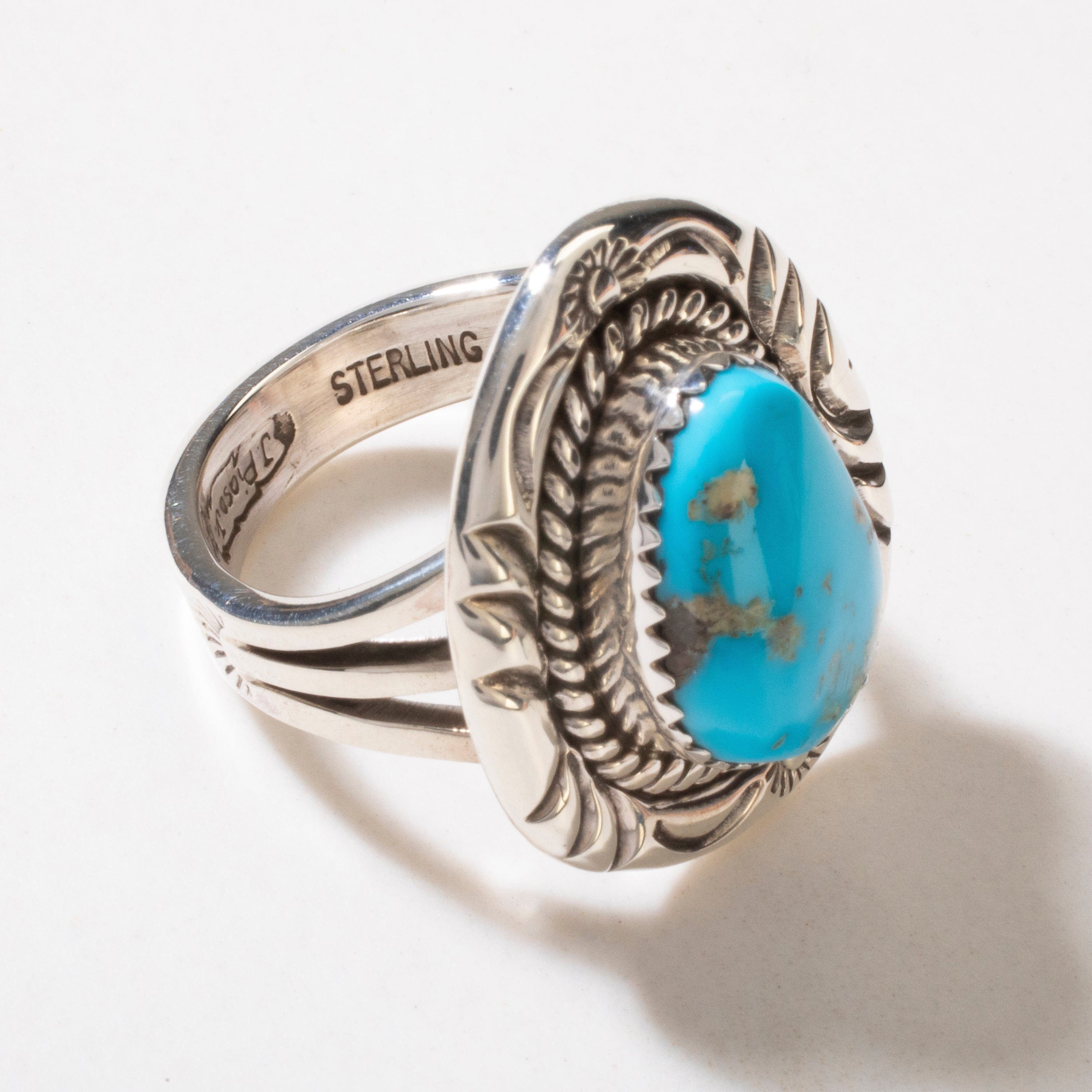 Kalifano Native American Jewelry 7 Joe Piaso Jr. Sleeping Beauty Turquoise Navajo USA Native American Made 925 Sterling Silver Ring NAR600.062.7