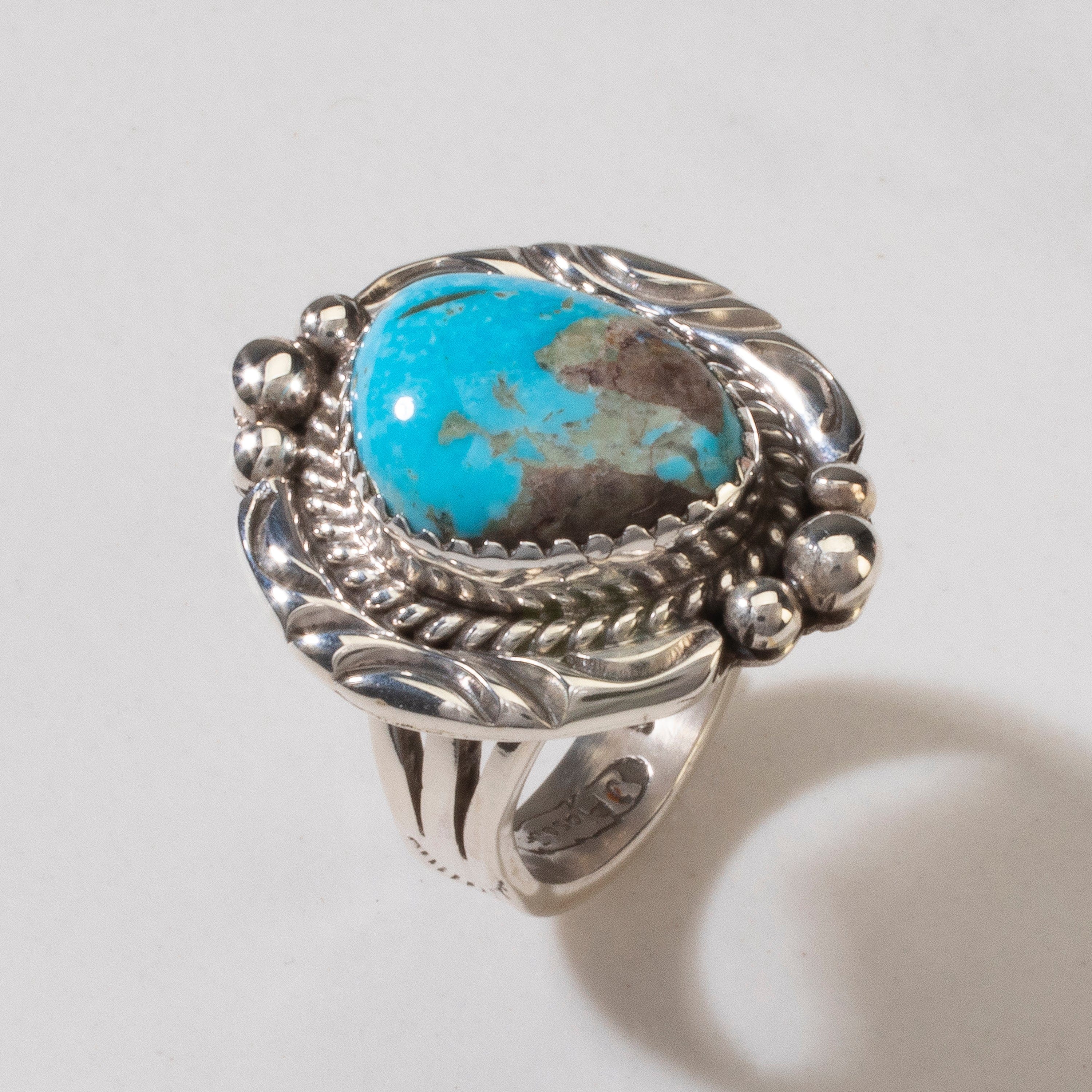 Kalifano Native American Jewelry 7 Joe Piaso Jr. Sleeping Beauty Turquoise Navajo USA Native American Made 925 Sterling Silver Ring NAR600.064.7