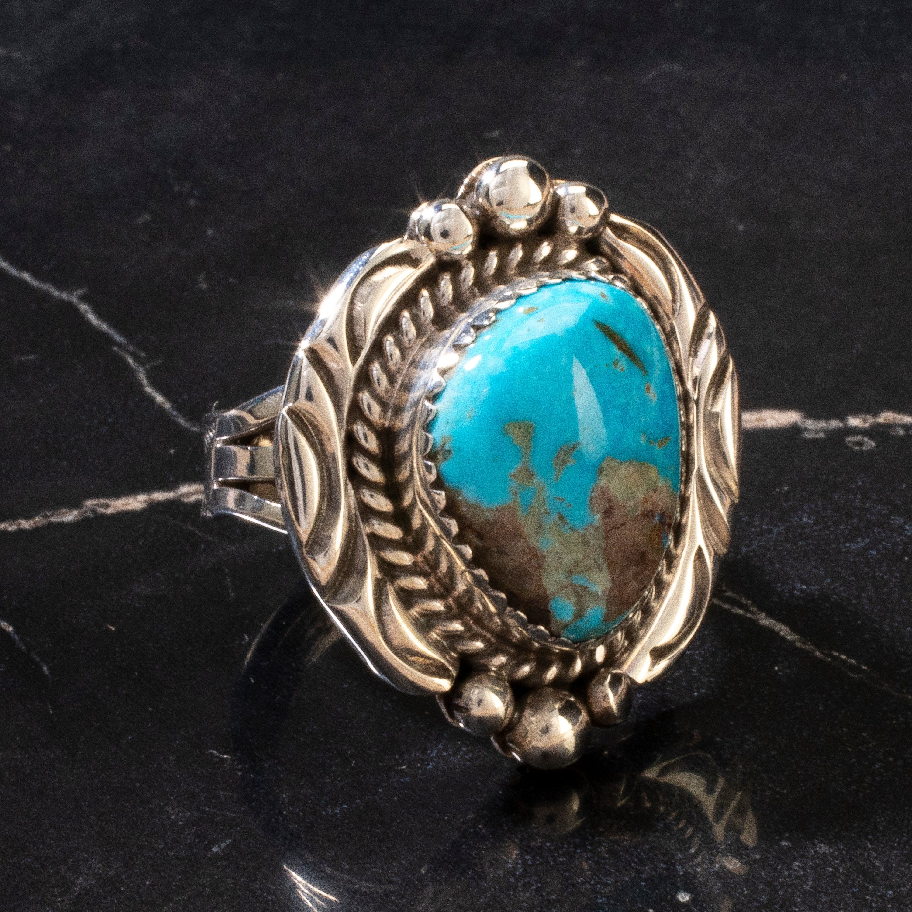 Kalifano Native American Jewelry 7 Joe Piaso Jr. Sleeping Beauty Turquoise Navajo USA Native American Made 925 Sterling Silver Ring NAR600.064.7