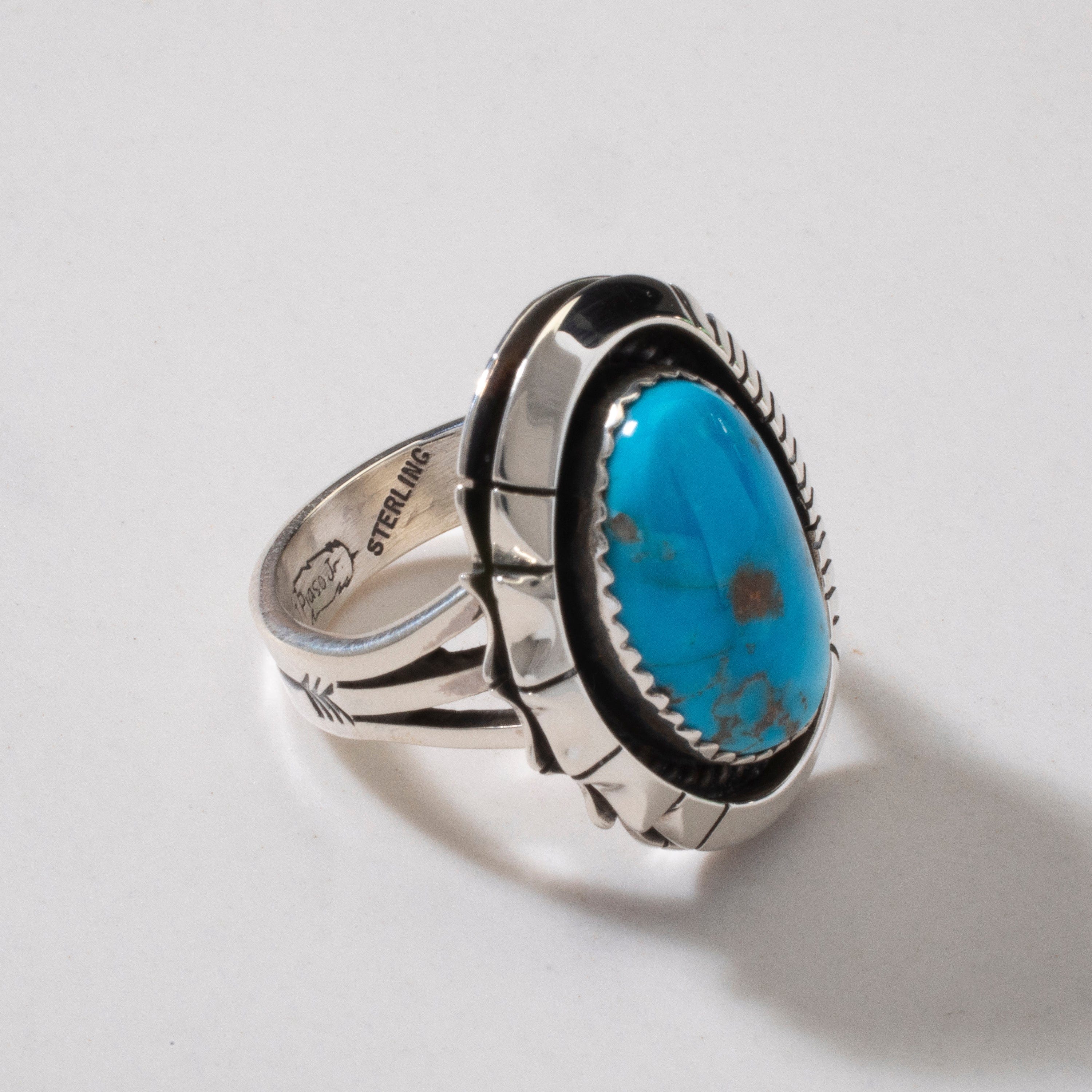 Kalifano Native American Jewelry 7 Sleeping Beauty Turquoise Navajo USA Native American Made 925 Sterling Silver Ring NAR700.037.7