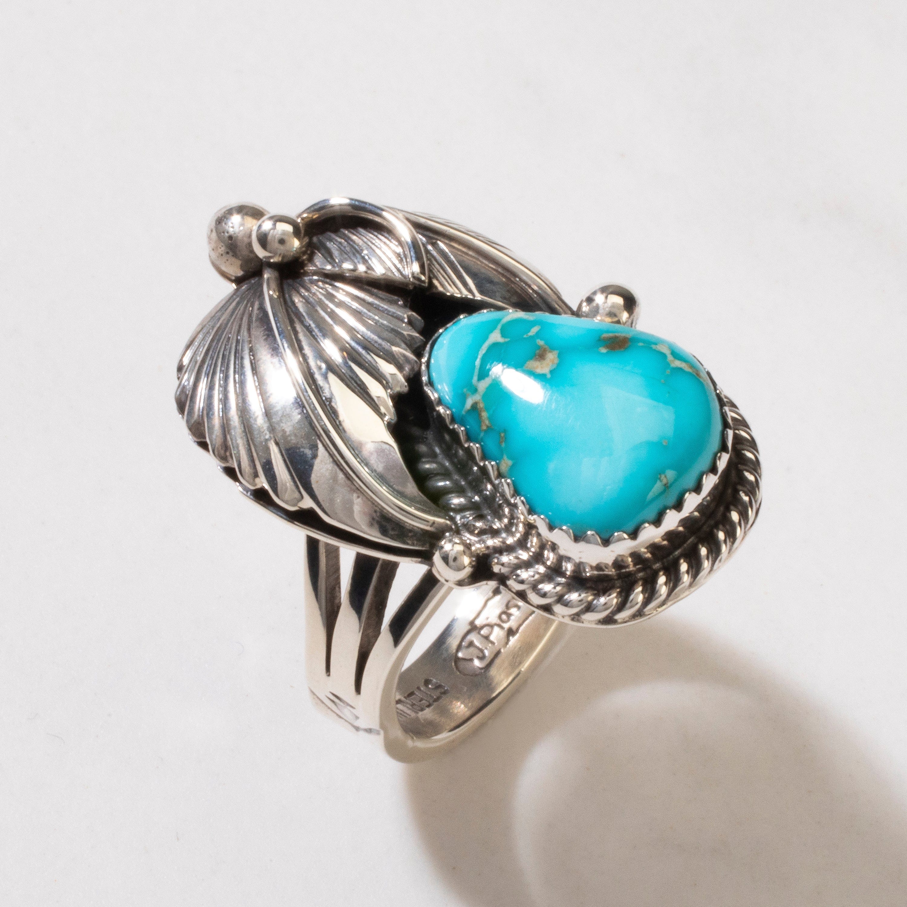 Kalifano Native American Jewelry 8 Joe Piaso Jr. Sleeping Beauty Turquoise Navajo USA Native American Made 925 Sterling Silver Ring NAR600.054.8