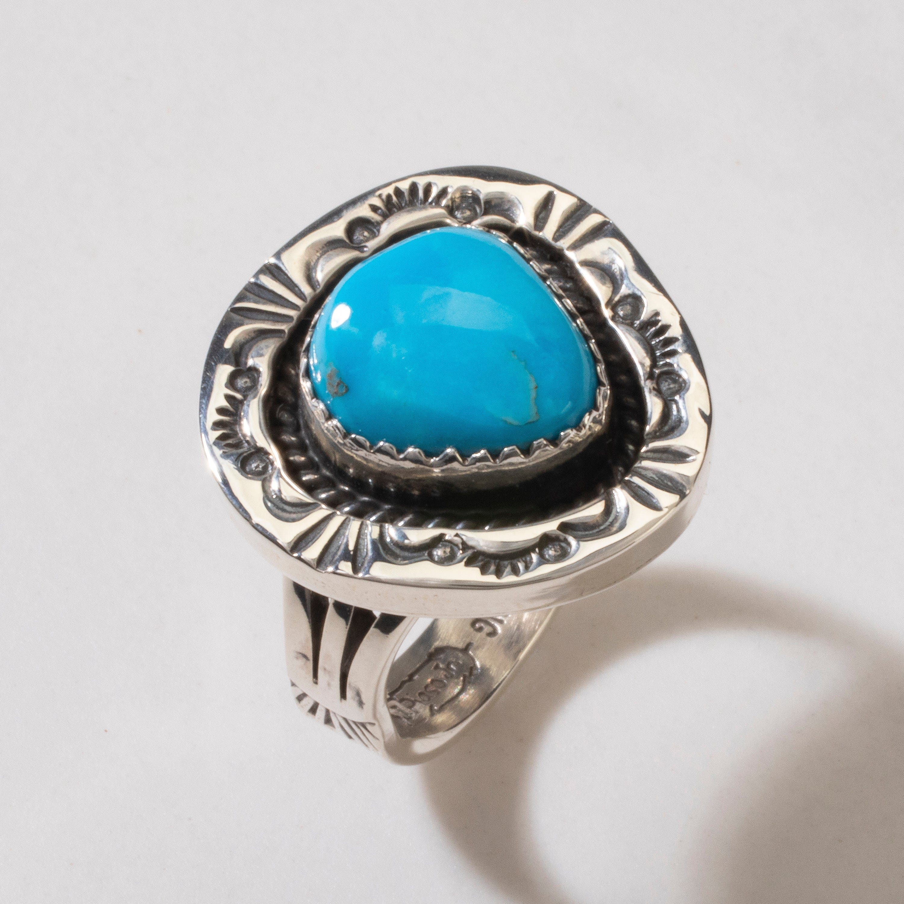 Kalifano Native American Jewelry 8 Joe Piaso Jr. Sleeping Beauty Turquoise Navajo USA Native American Made 925 Sterling Silver Ring NAR600.072.8