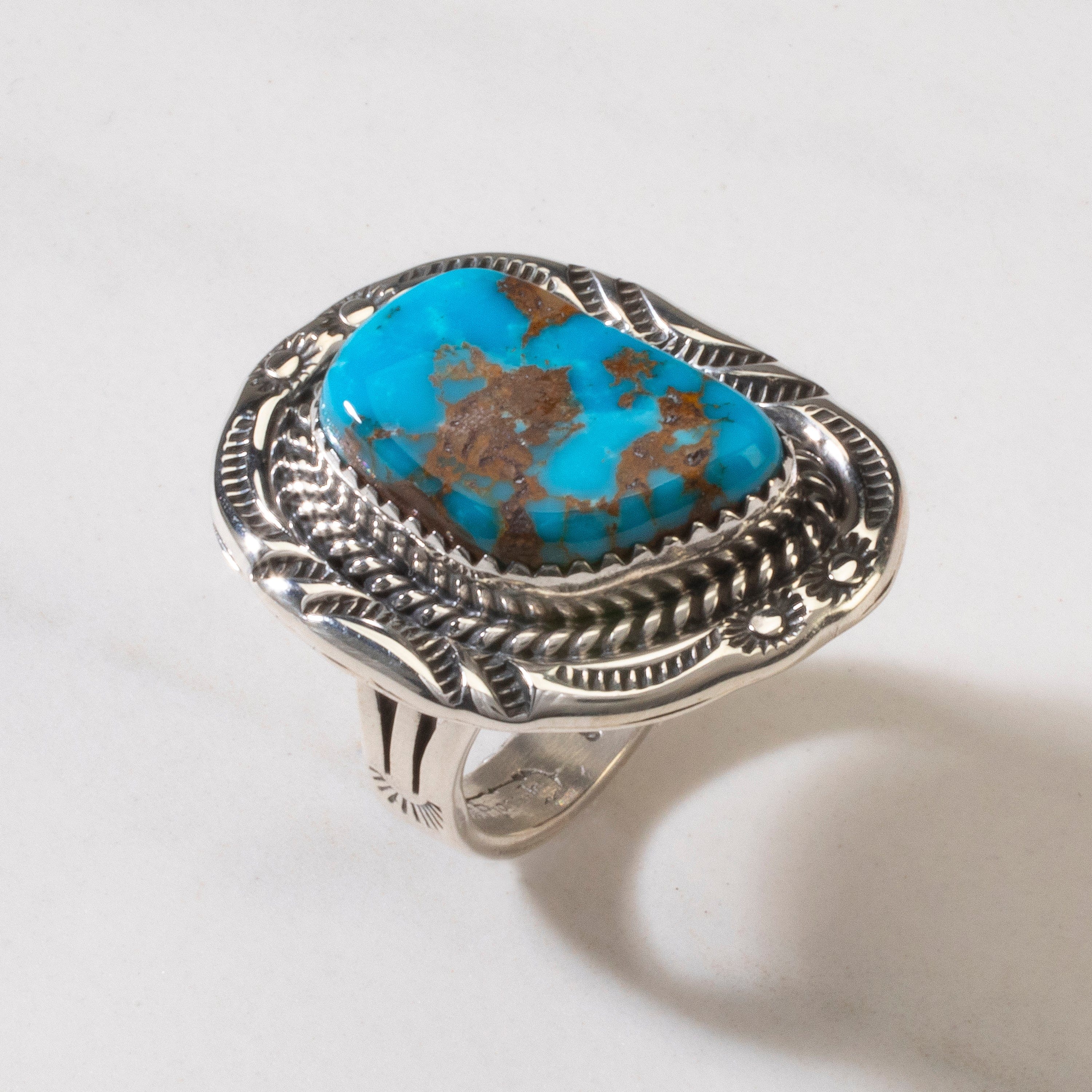 Kalifano Native American Jewelry 8 Joe Piaso Jr. Sleeping Beauty Turquoise Navajo USA Native American Made 925 Sterling Silver Ring NAR800.045.8