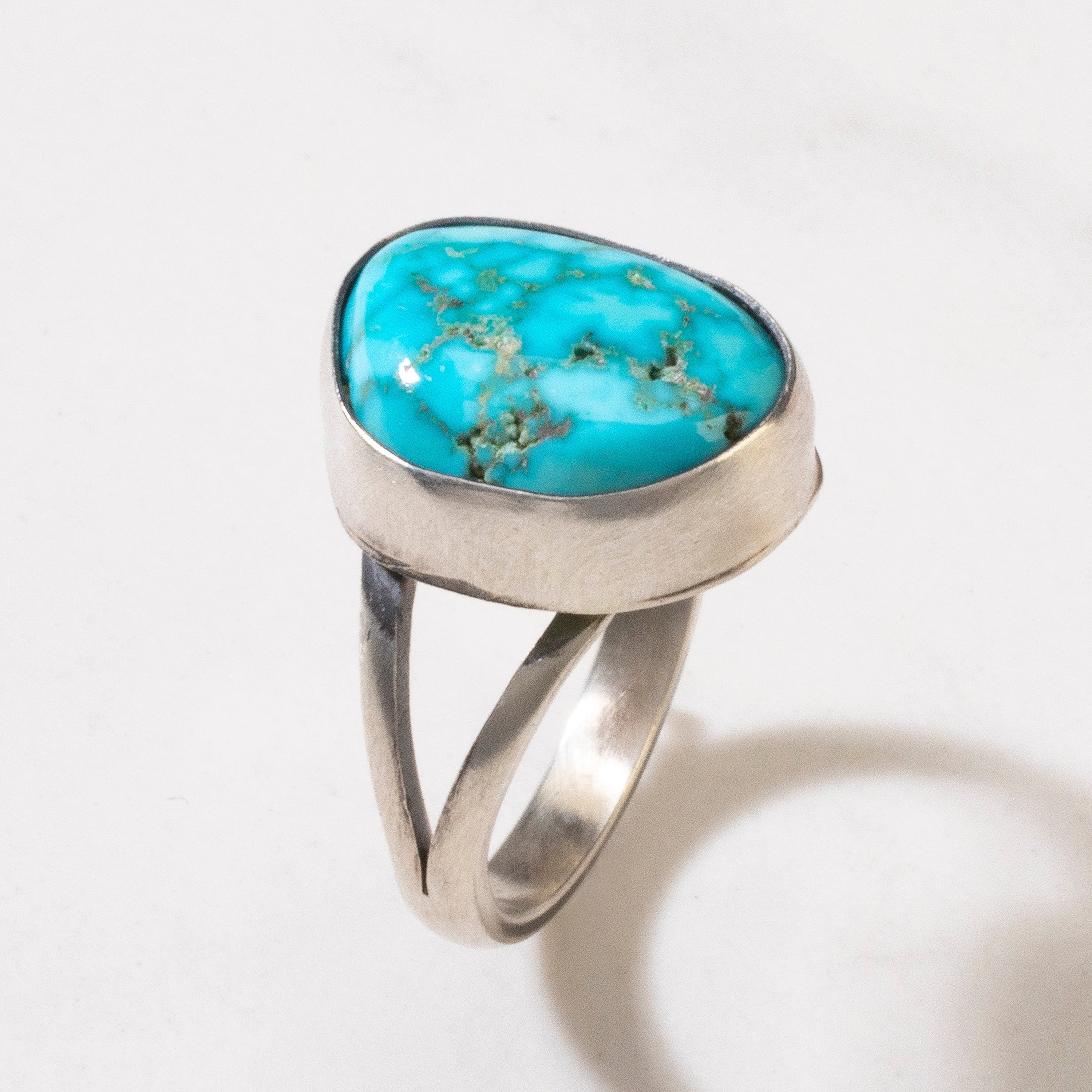 Kalifano Native American Jewelry 8 Scott Skeets Blue Ridge Turquoise USA Native American Made 925 Sterling Silver Ring NAR500.099.8