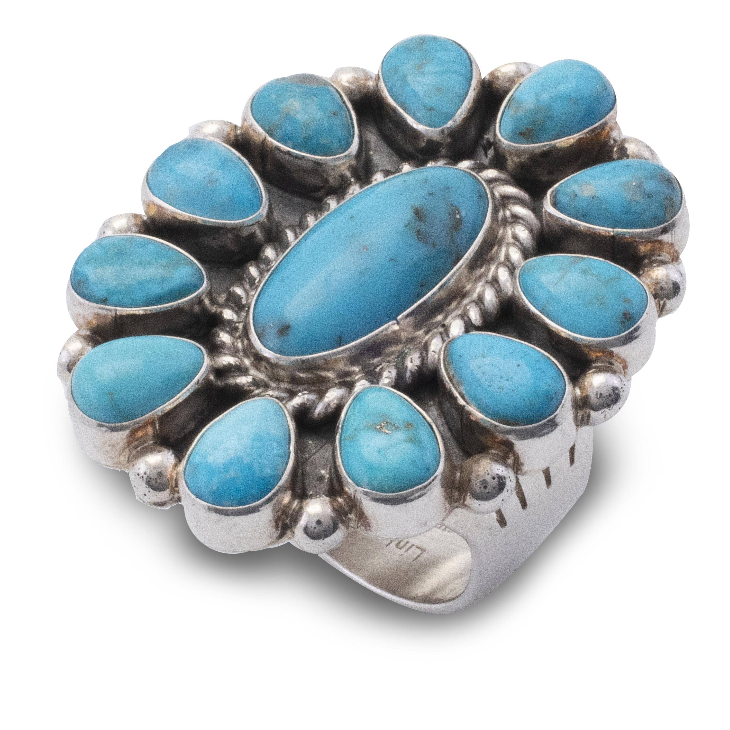 Kalifano Native American Jewelry 9.5 Lucinda Linkin Navajo Sonoran Gold Turquoise USA Native American Made 925 Sterling Silver Ring NAR1400.020.95