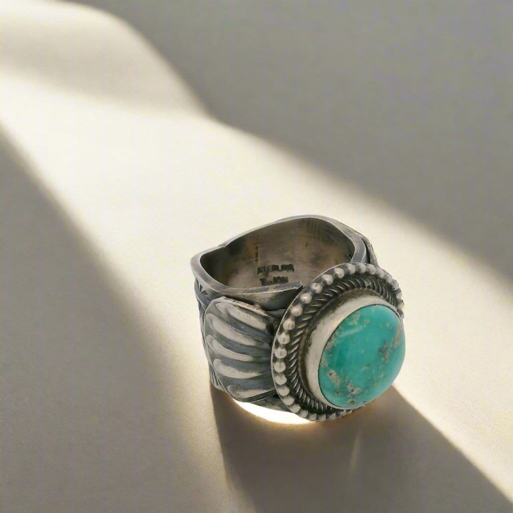 Kalifano Native American Jewelry 9.5 Tillie Jon Royston Turquoise Navajo USA Native American Made 925 Sterling Silver Ring NAR1800.027.95