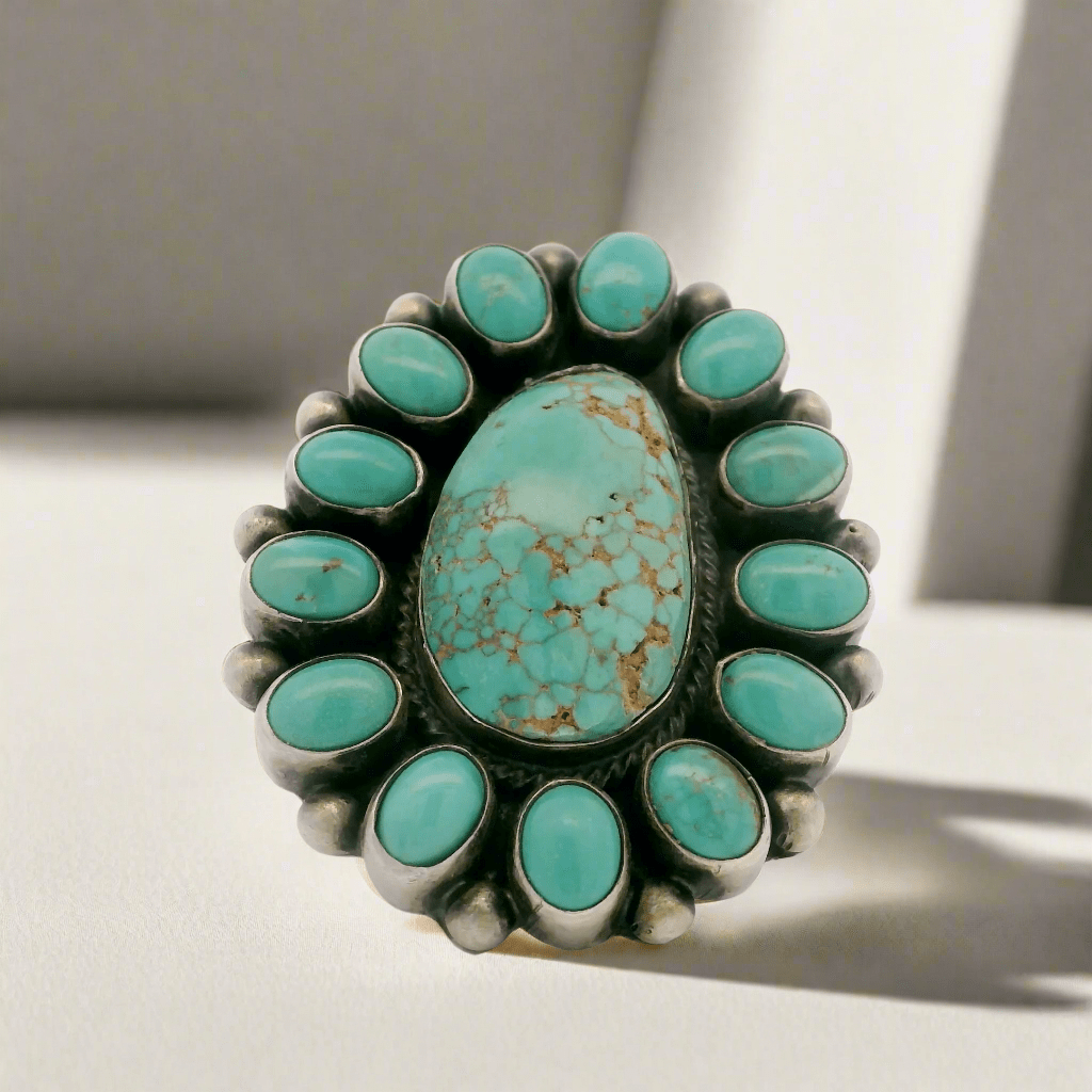 Kalifano Native American Jewelry 9 Bobby Jonson Royston Turquoise Navajo USA Native American Made 925 Sterling Silver Ring NAR3600.002.9