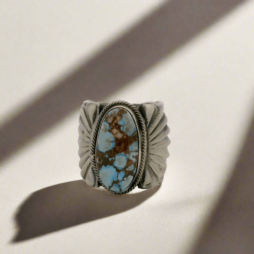 Kalifano Native American Jewelry 9 Tillie Jon Golden Hills Turquoise Navajo USA Native American Made 925 Sterling Silver Ring NAR1800.019.9