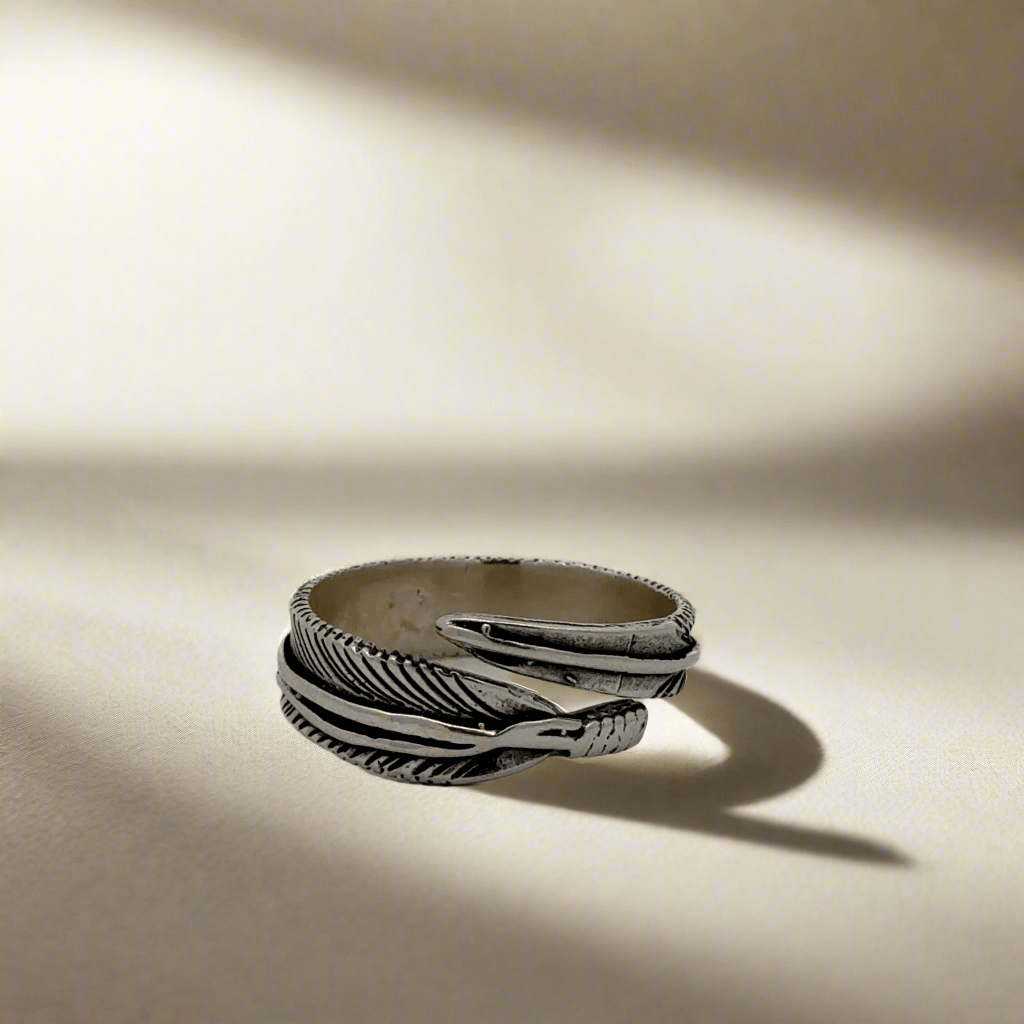 Kalifano Native American Jewelry ADJ Adjustable Feather Hopi USA Native American Made 925 Sterling Silver Ring NAR200.036.ADJ