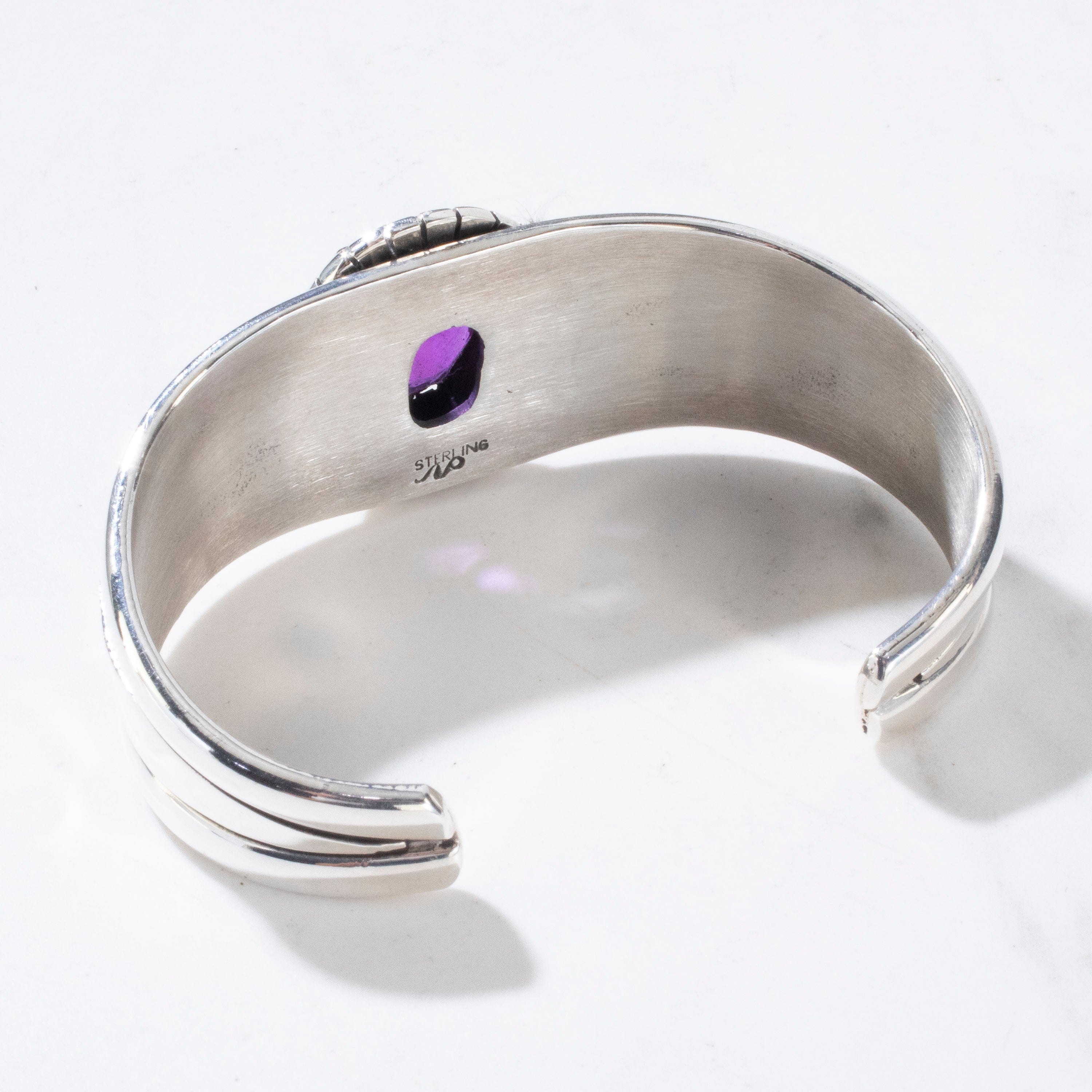 Kalifano Native American Jewelry Amethyst Navajo USA Native American Made 925 Sterling Silver Cuff NAB1900.014