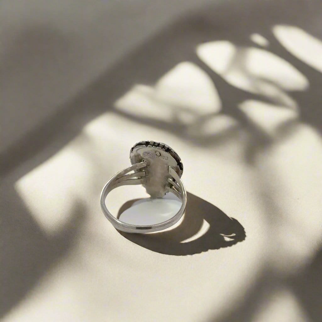Kalifano Native American Jewelry Calvin Spencer White Buffalo Turquoise Navajo USA Native American Made 925 Sterling Silver Ring
