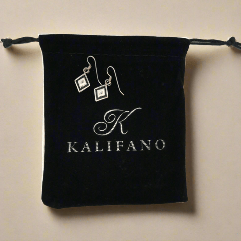 Kalifano Native American Jewelry Diamond Shape USA Native American Made 925 Sterling Silver Earrings with French Hook NAE200.025