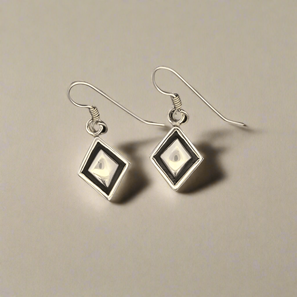 Kalifano Native American Jewelry Diamond Shape USA Native American Made 925 Sterling Silver Earrings with French Hook NAE200.025