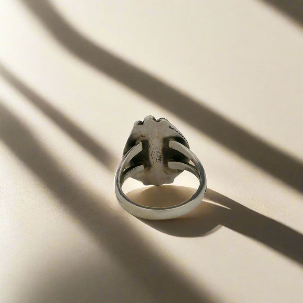 Kalifano Native American Jewelry Eli Skeets Kingman Turquoise Navajo USA Native American Made 925 Sterling Silver Ring