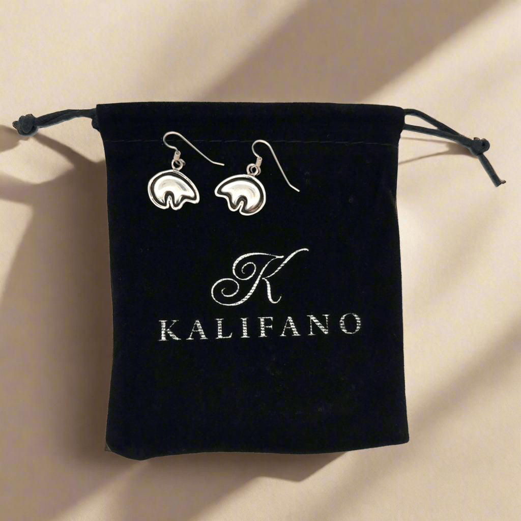 Kalifano Native American Jewelry Hopi Bear USA Native American Made 925 Sterling Silver Earrings with French Hook NAE200.023