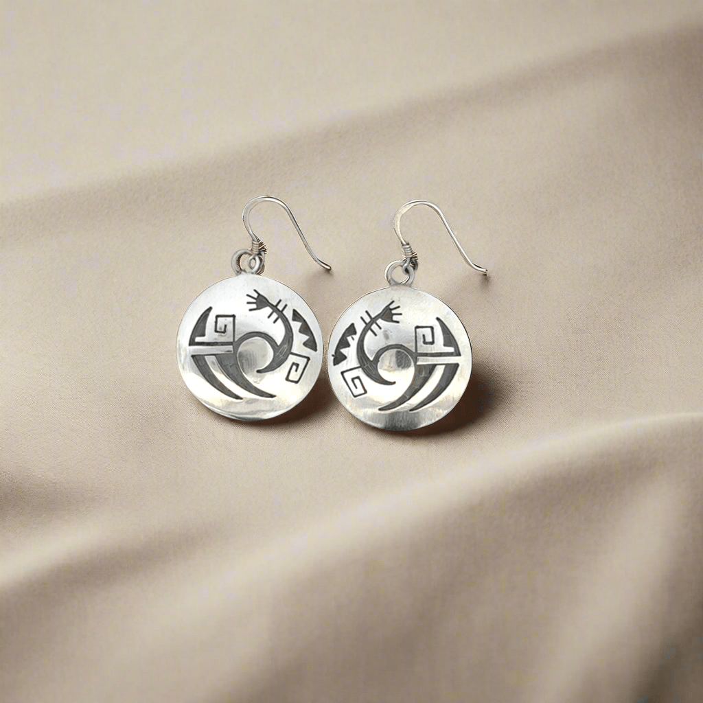 Kalifano Native American Jewelry Hopi Round USA Native American Made 925 Sterling Silver Earrings with French Hook NAE400.052