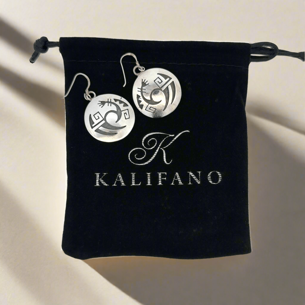 Kalifano Native American Jewelry Hopi Round USA Native American Made 925 Sterling Silver Earrings with French Hook NAE400.052
