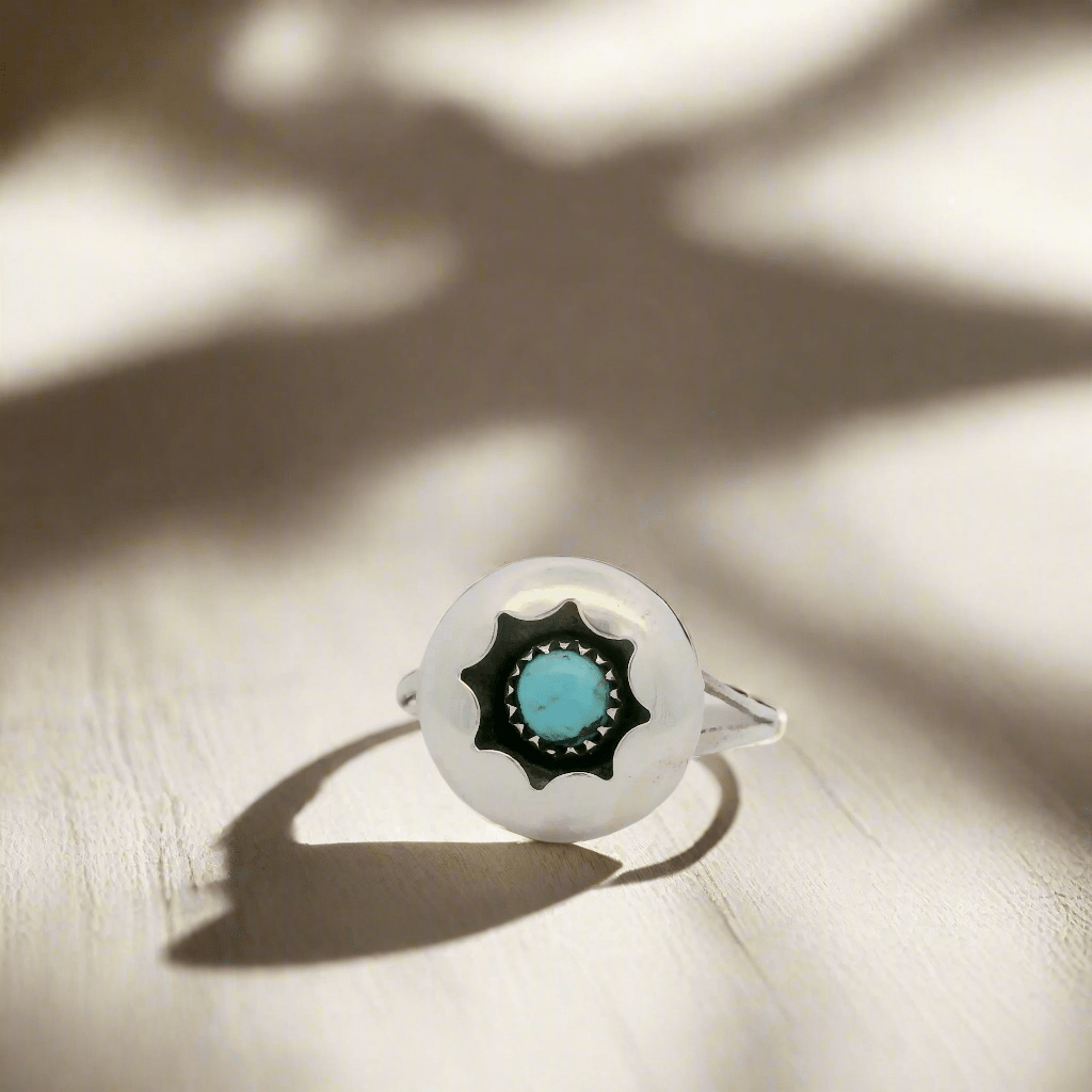 Kalifano Native American Jewelry Janice Spencer Kingman Turquoise Navajo USA Native American Made 925 Sterling Silver Ring