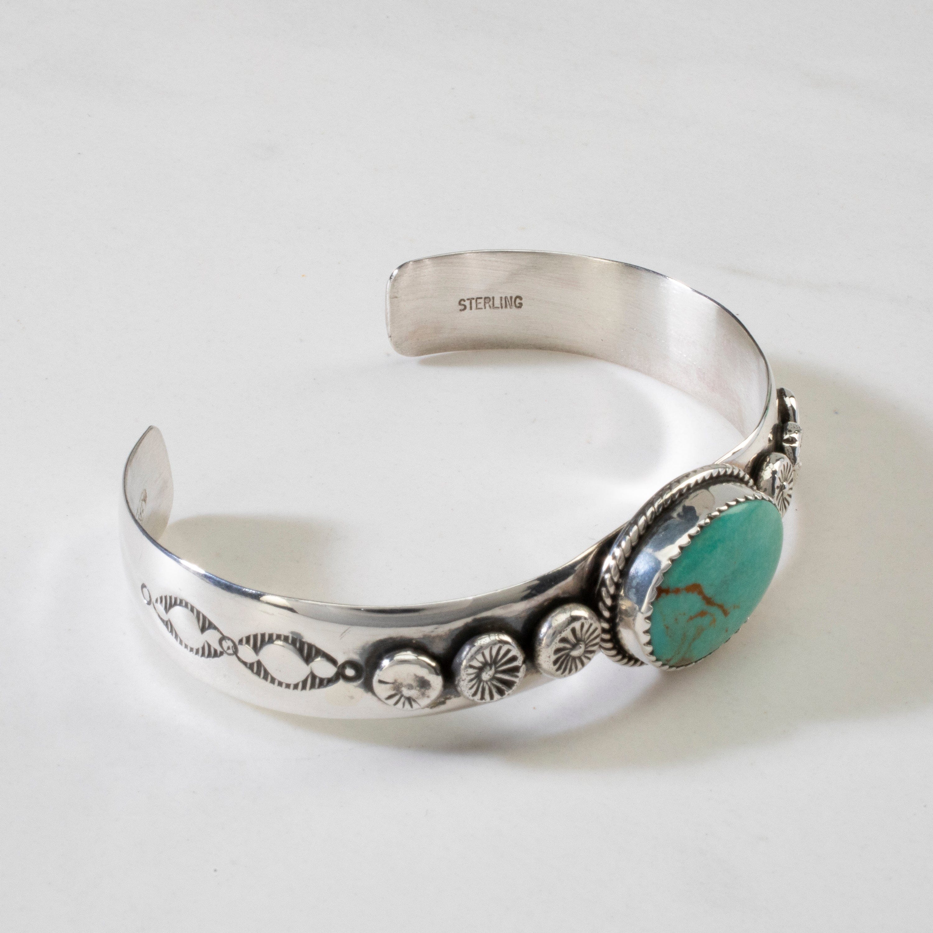 Kalifano Native American Jewelry Joe Piaso Jr. King Manassa Turquoise Navajo USA Native American Made 925 Sterling Silver Cuff NAB900.033