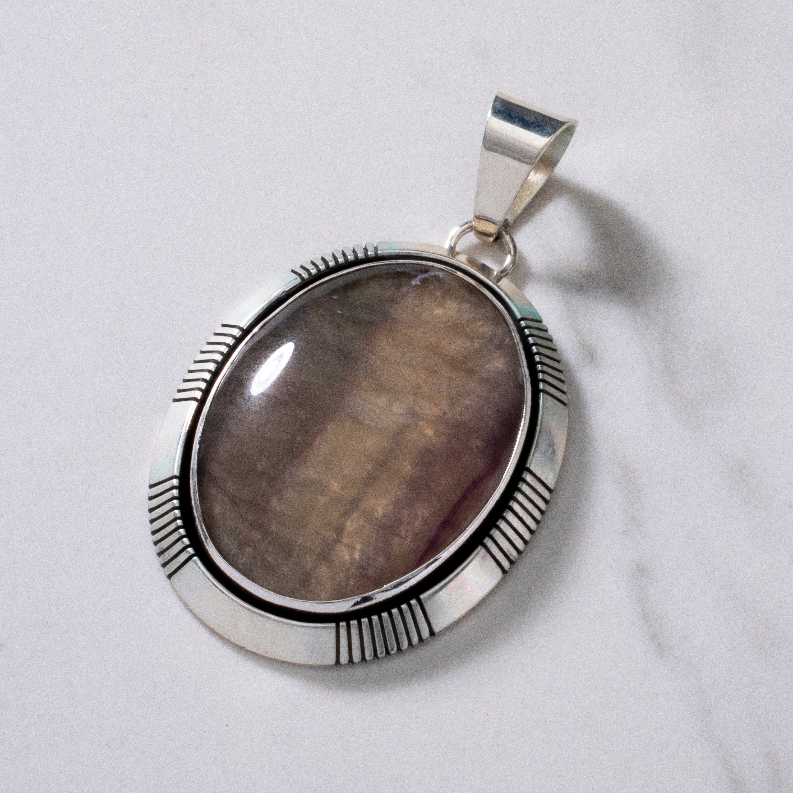 Kalifano Native American Jewelry K.B. Fluorite Navajo USA Native American Made 925 Sterling Silver Pendant NAN1500.019